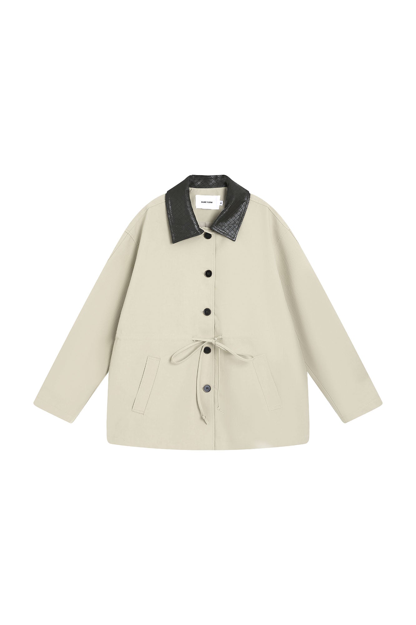 SAME FLOW Woven PU Collar Drawstring Jacket