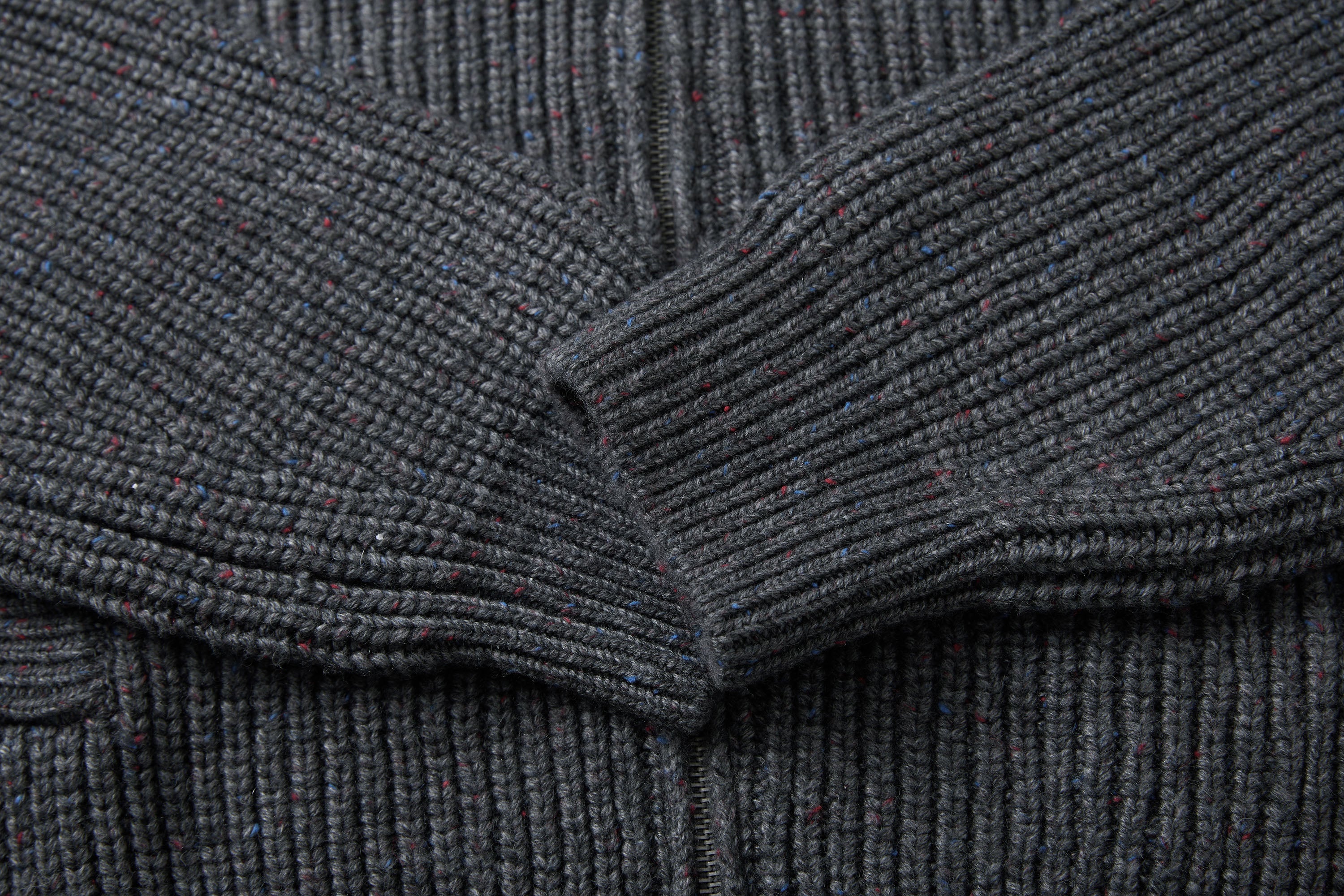 SAME FLOW Ribbed Oversized Polo Zip-Up Cardigan