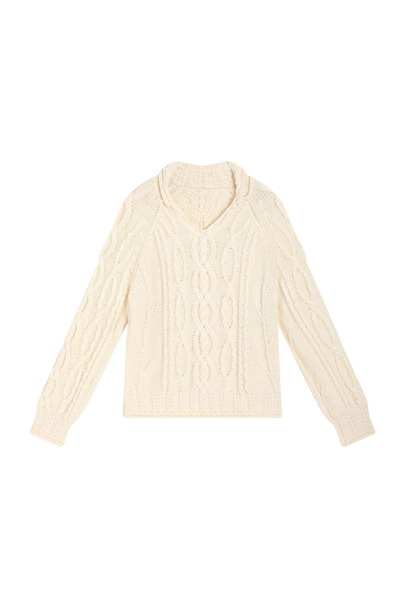 SAME FLOW Chunky Cable-Knit Raglan Sweater