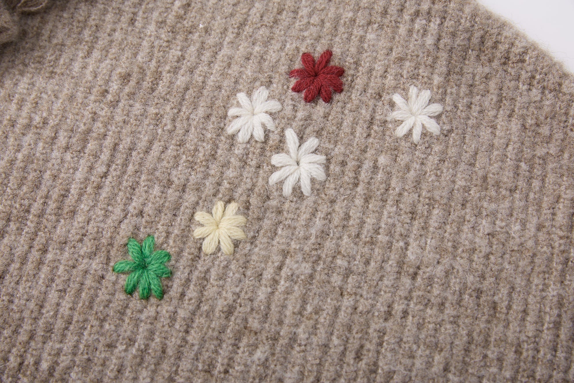 SAME FLOW Distressed Floral Embroidered Sweater