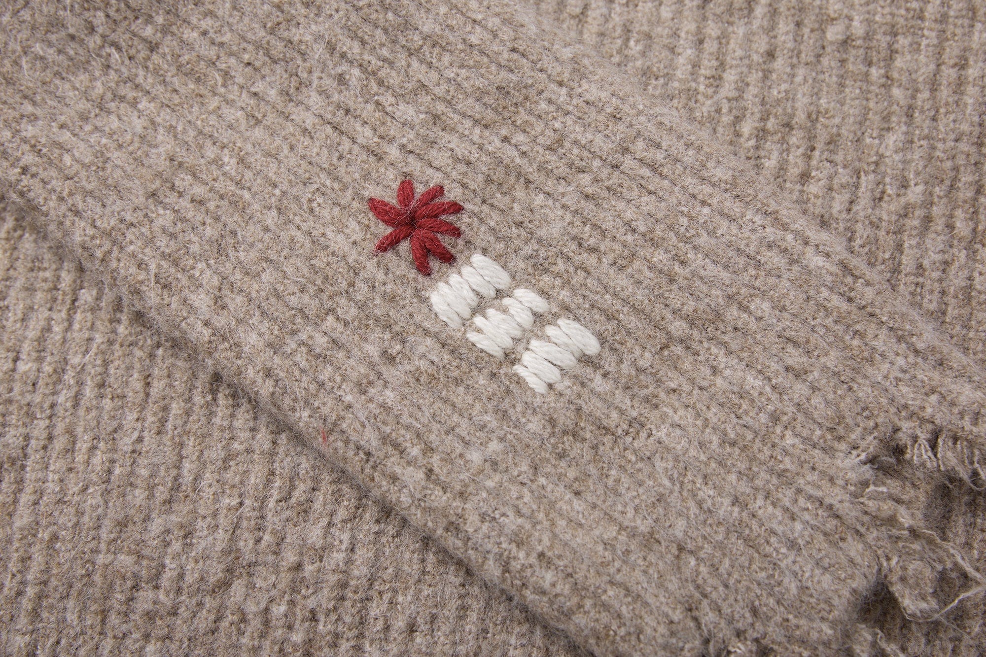 SAME FLOW Distressed Floral Embroidered Sweater