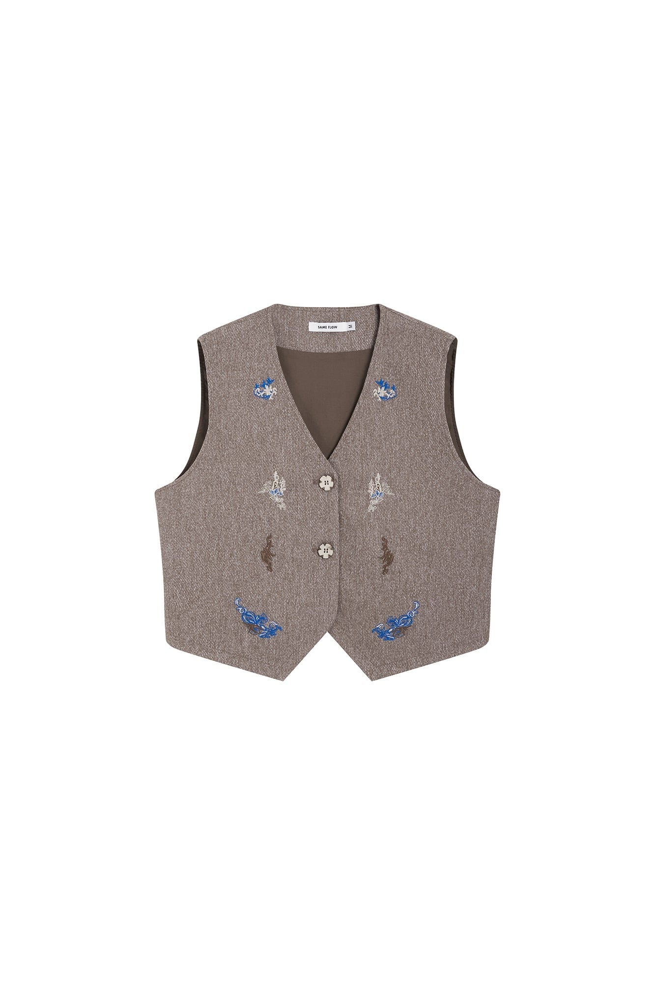 SAME FLOW Motif Embroidery Paneled Vest