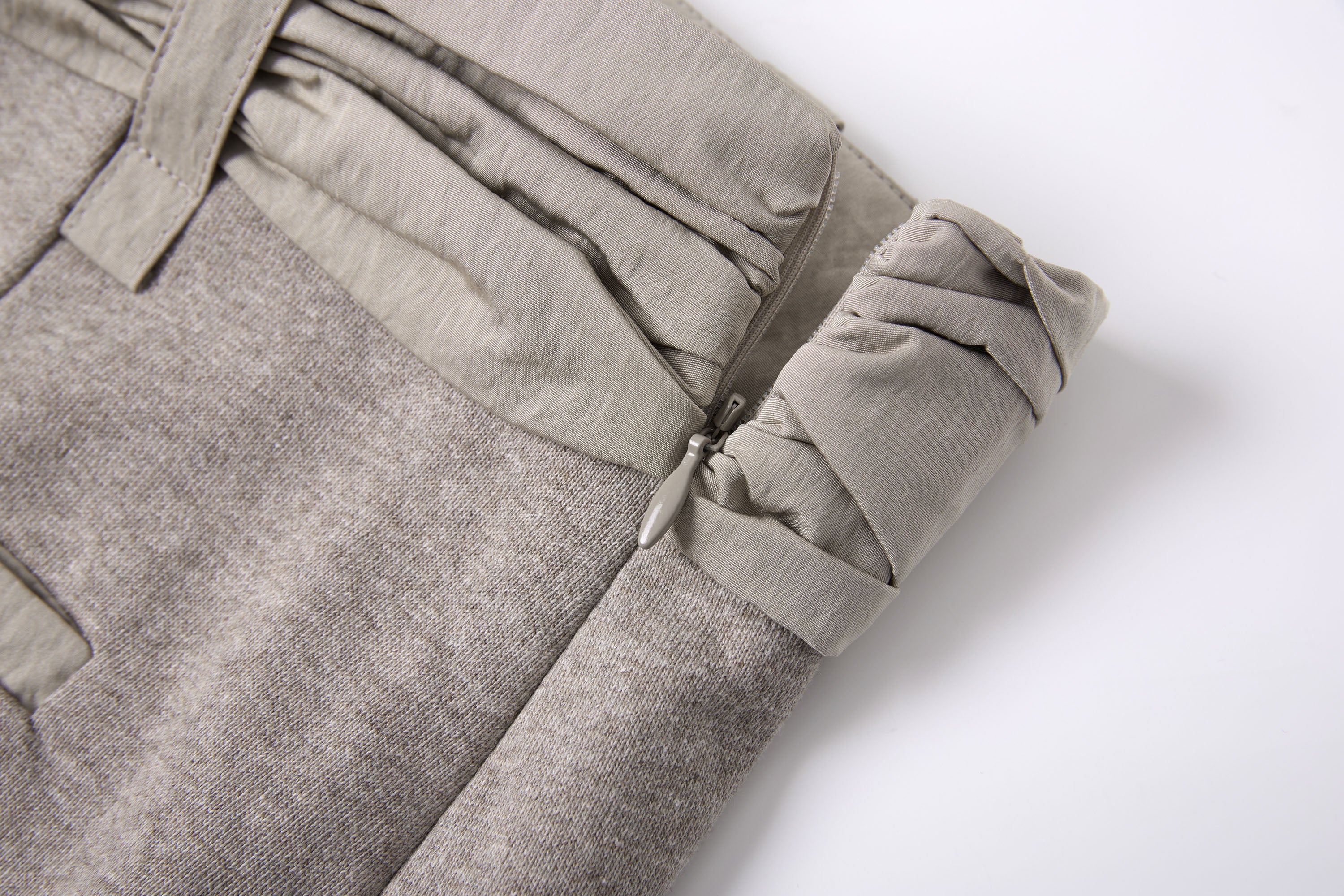 SAME FLOW Ruched Waistband Raw-Edge Pencil Skirt