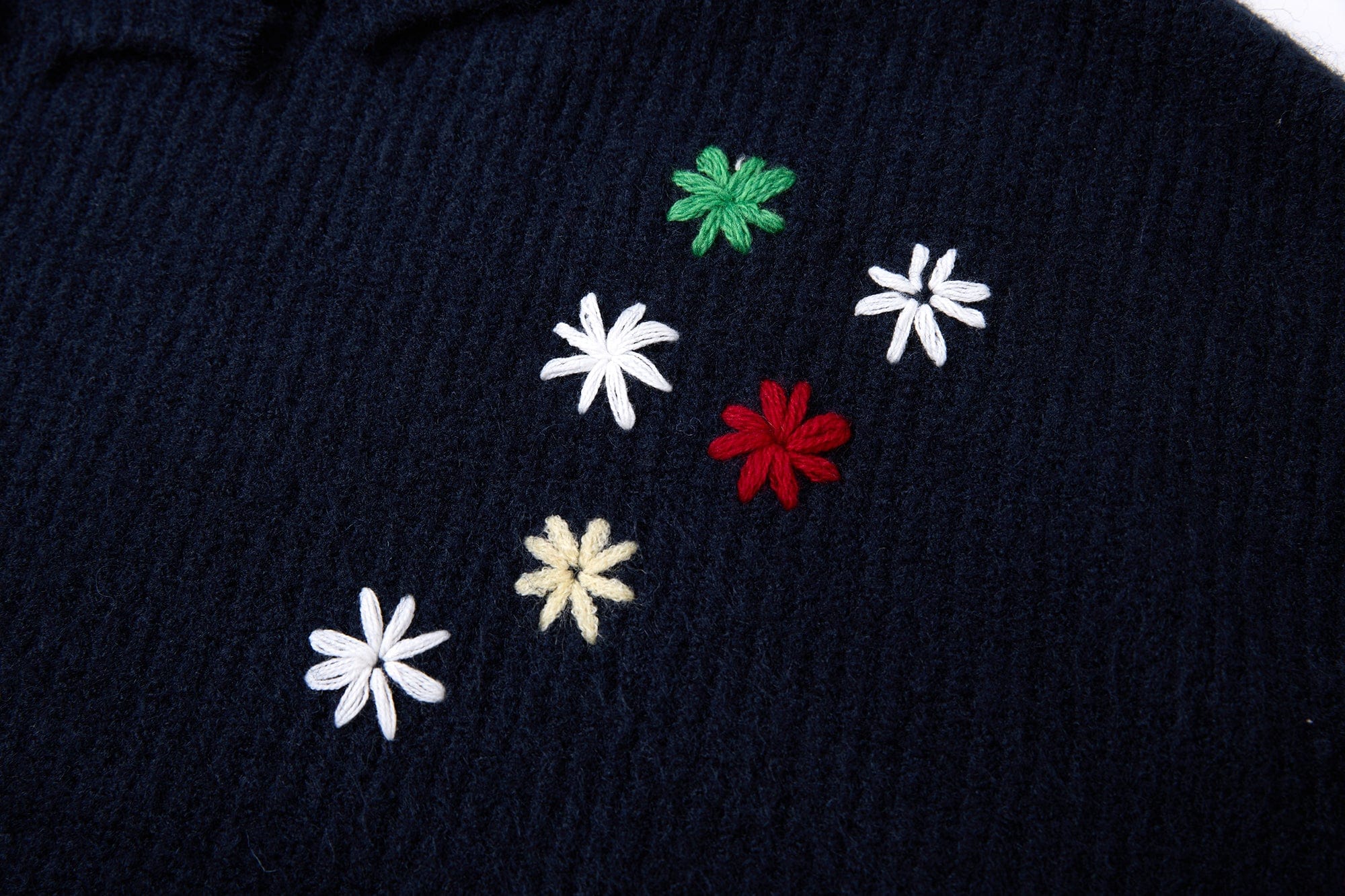 SAME FLOW Distressed Floral Embroidered Sweater