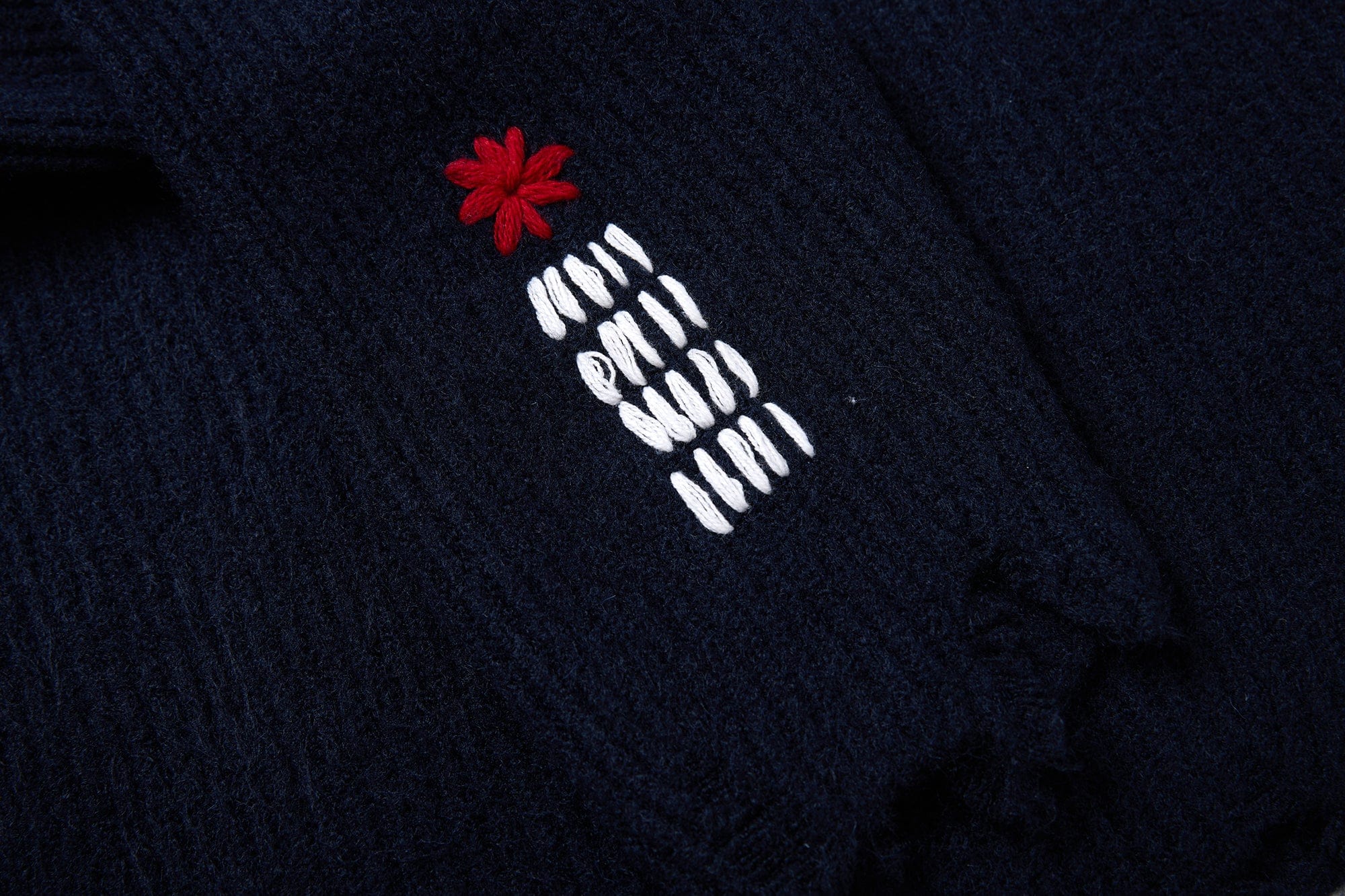 SAME FLOW Distressed Floral Embroidered Sweater