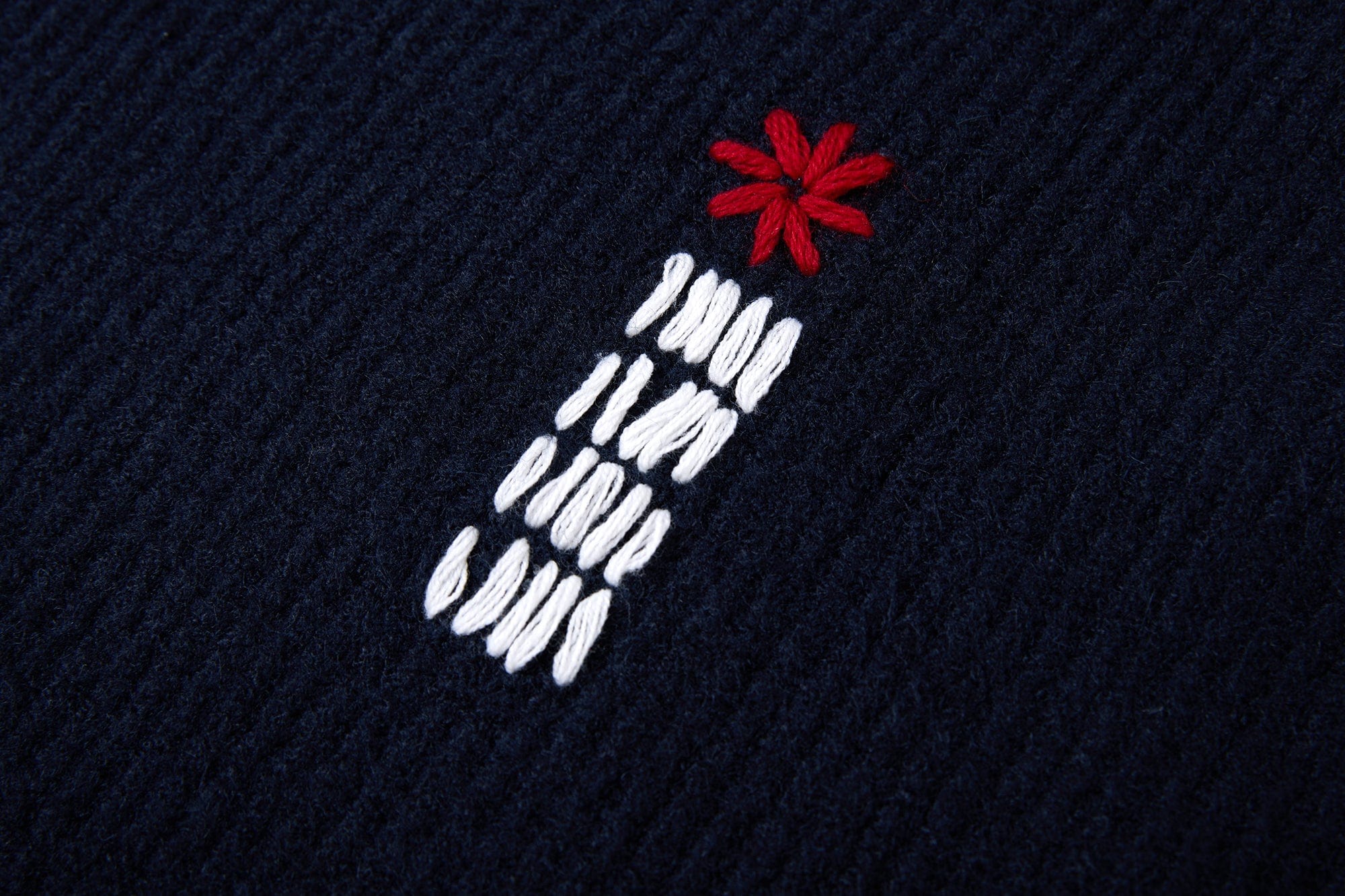 SAME FLOW Distressed Floral Embroidered Sweater