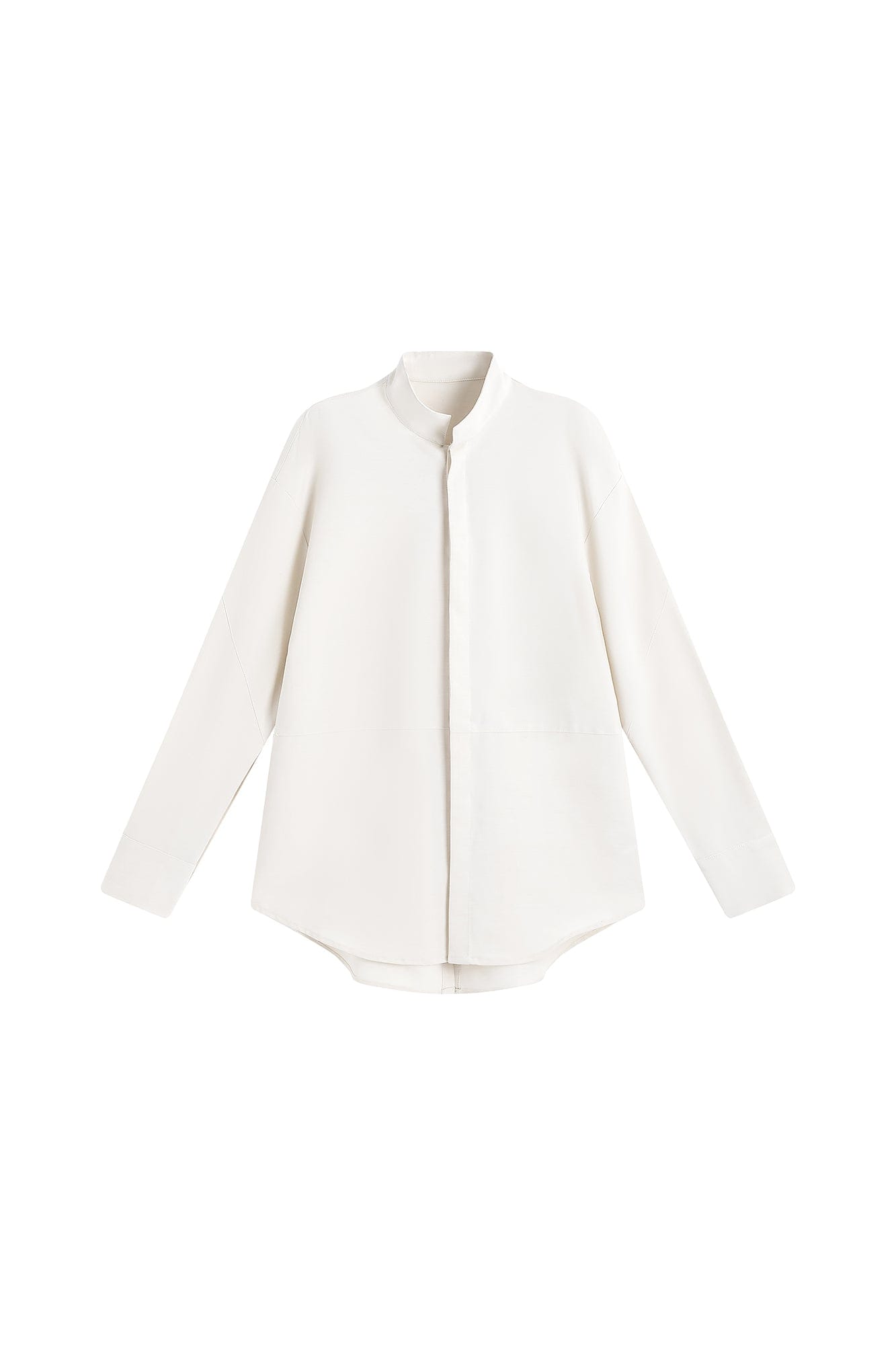 SAME FLOW Back Split Scarf-Neck Asymmetric Shirt