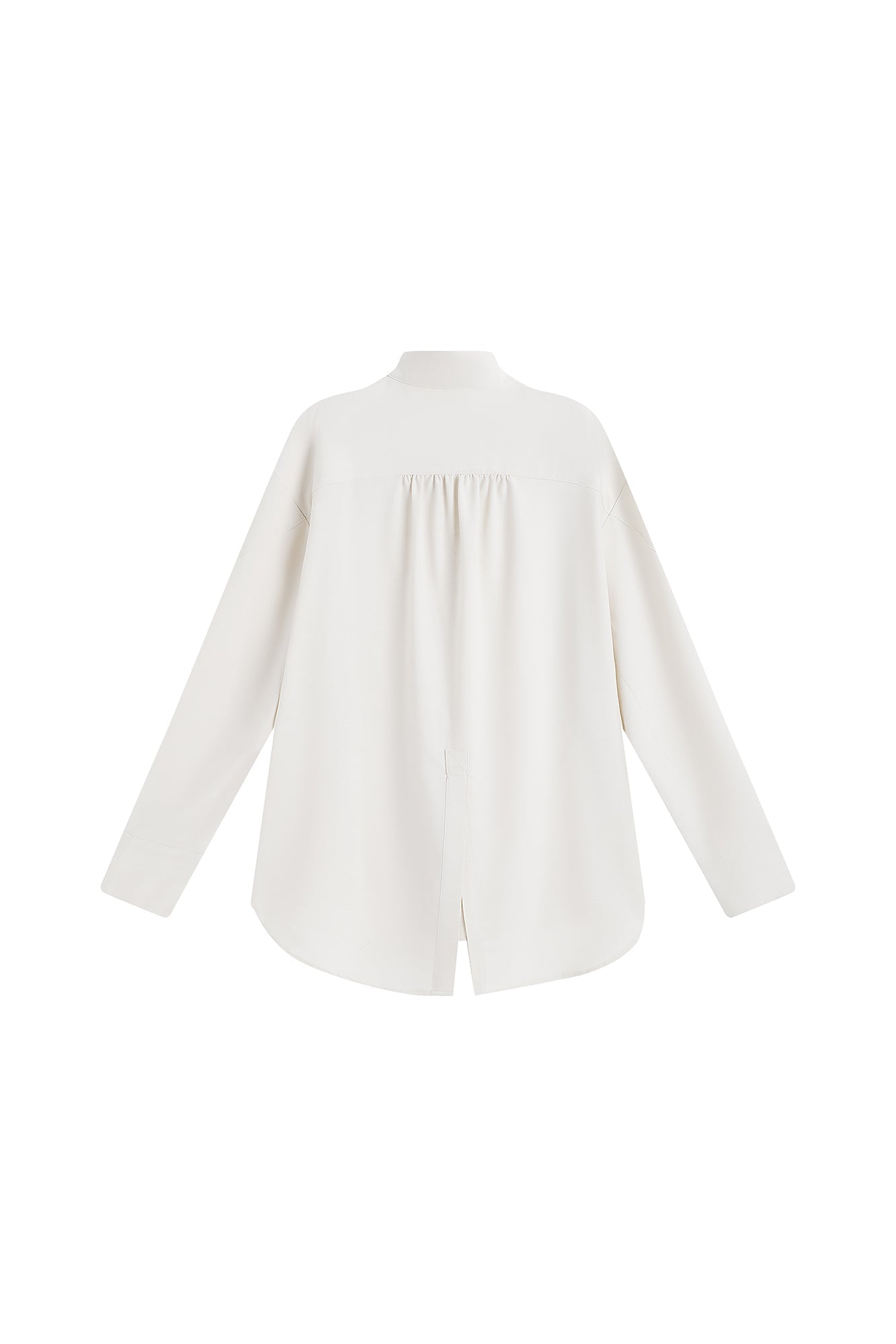 SAME FLOW Back Split Scarf-Neck Asymmetric Shirt