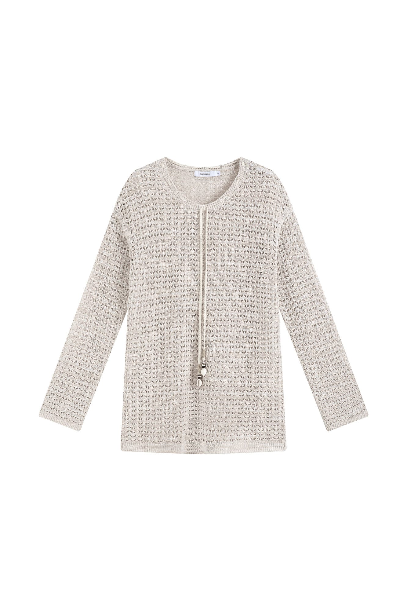 SAME FLOW Open-Knit Drawstring Oversized Sweater