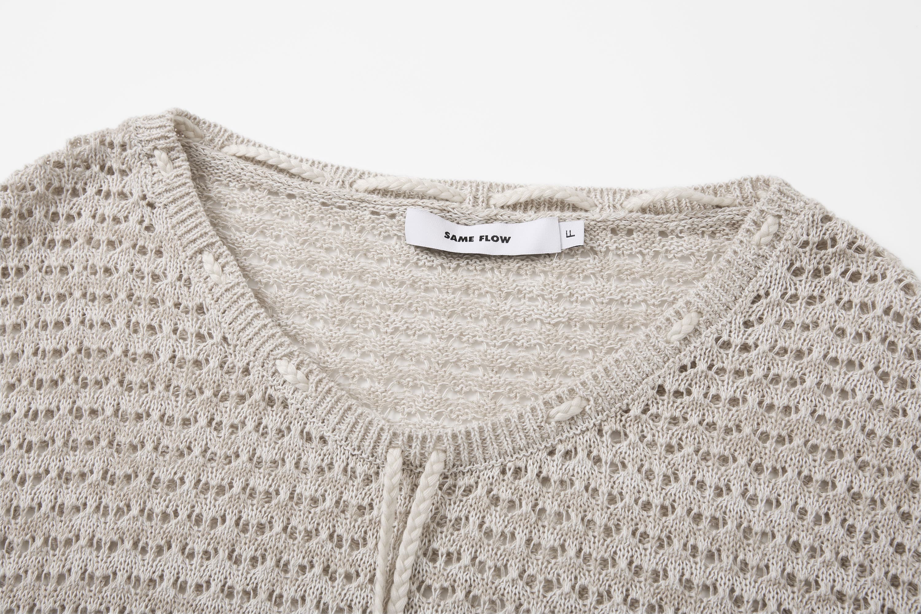 SAME FLOW Open-Knit Drawstring Oversized Sweater