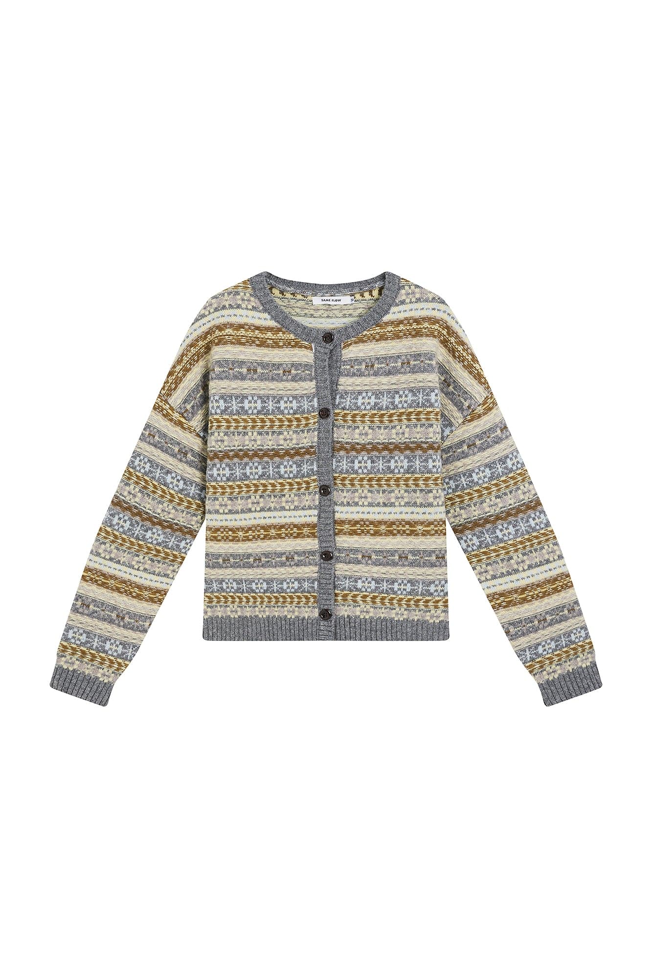 SAME FLOW Wool Fair Isle Knit Cardigan