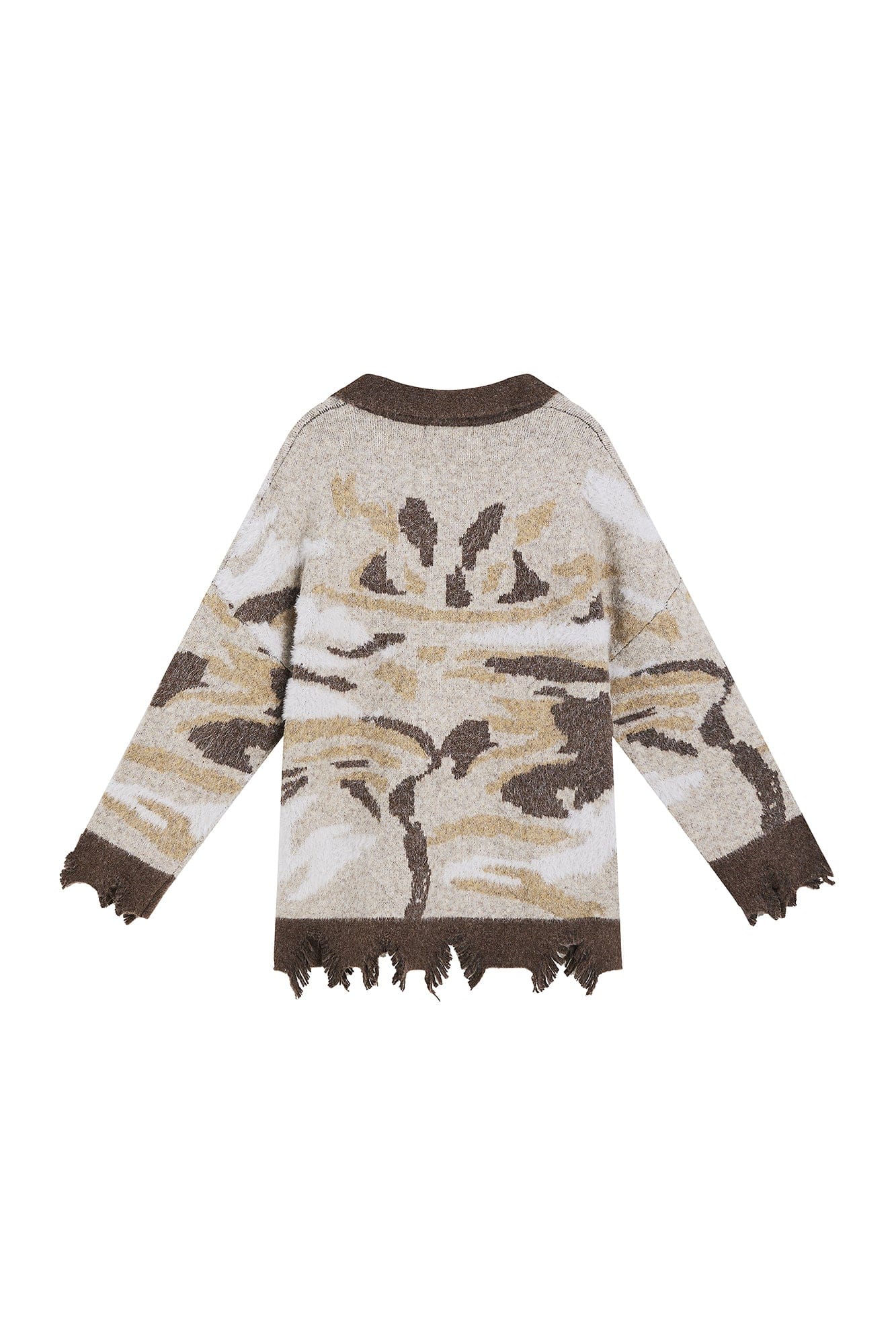 SAME FLOW Raw Hem Cat Jacquard Polo Sweater