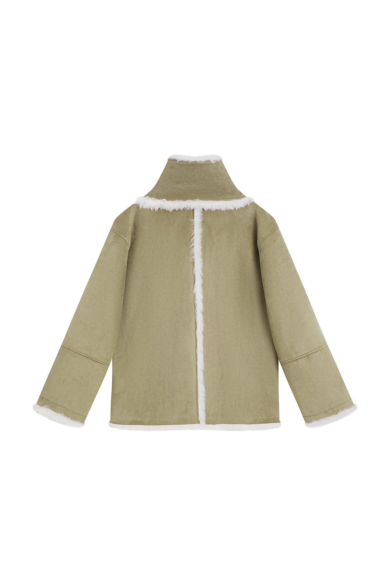 SAME FLOW Detachable Scarf Faux Shearling Suede Jacket