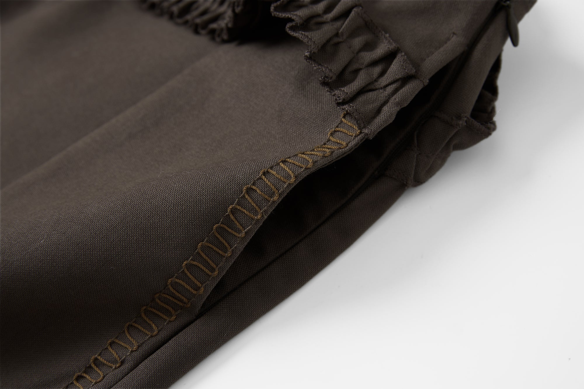 SAME FLOW Ruffle Trim Embroidered Wide-Leg Pants