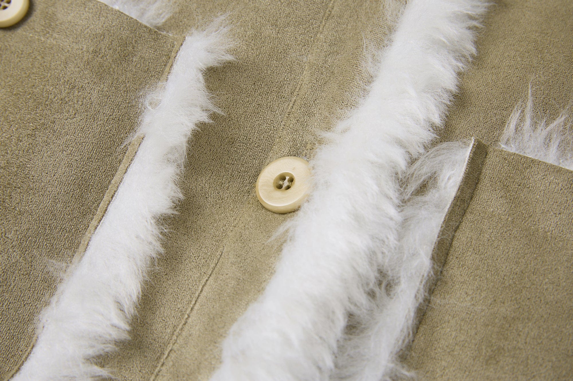 SAME FLOW Detachable Scarf Faux Shearling Suede Jacket