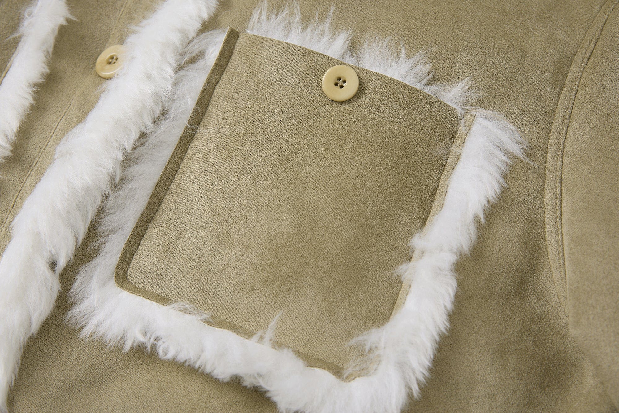 SAME FLOW Detachable Scarf Faux Shearling Suede Jacket