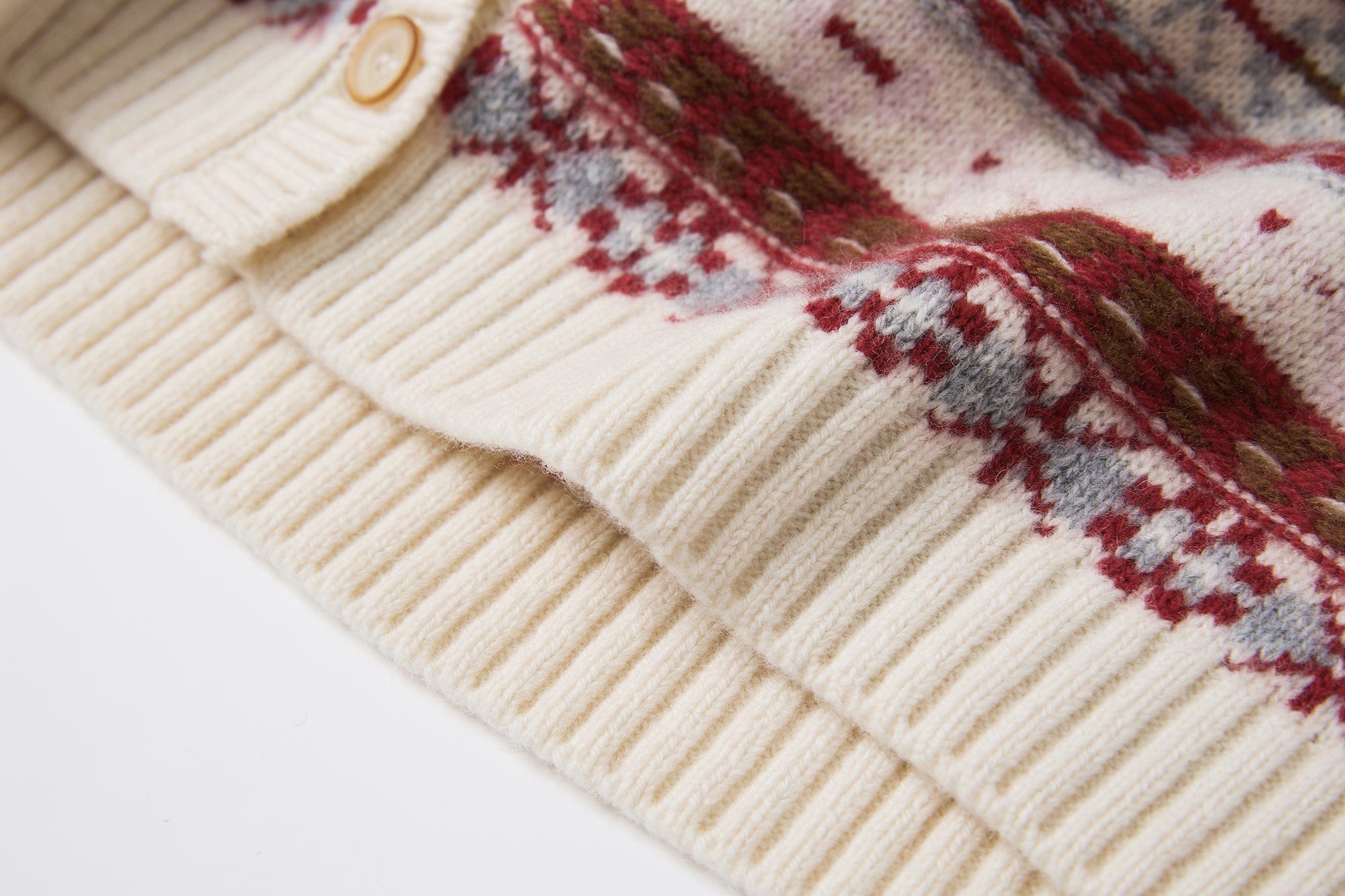 SAME FLOW Wool Fair Isle Knit Cardigan