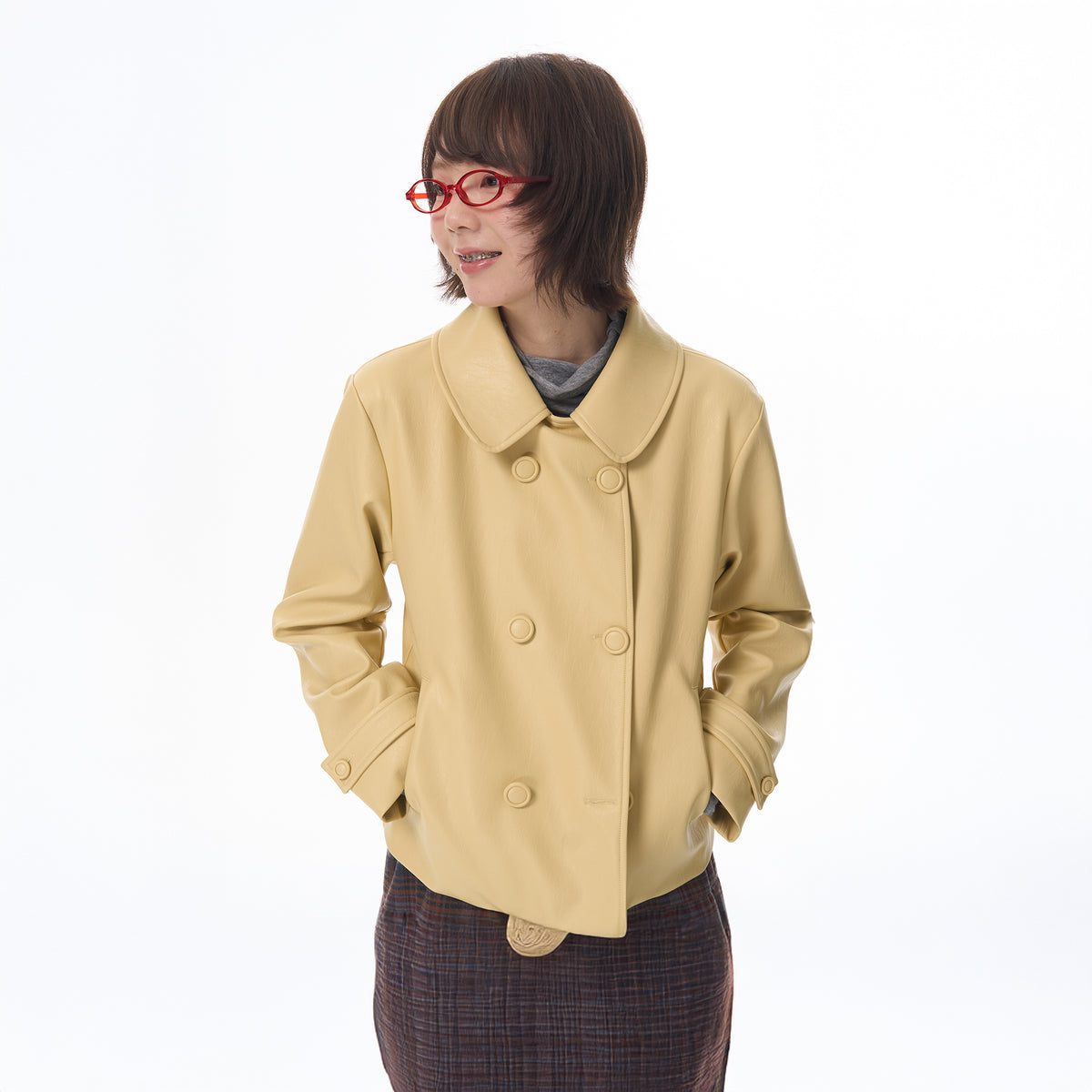 HSUSE Retro Double-Breasted Faux Leather Jacket