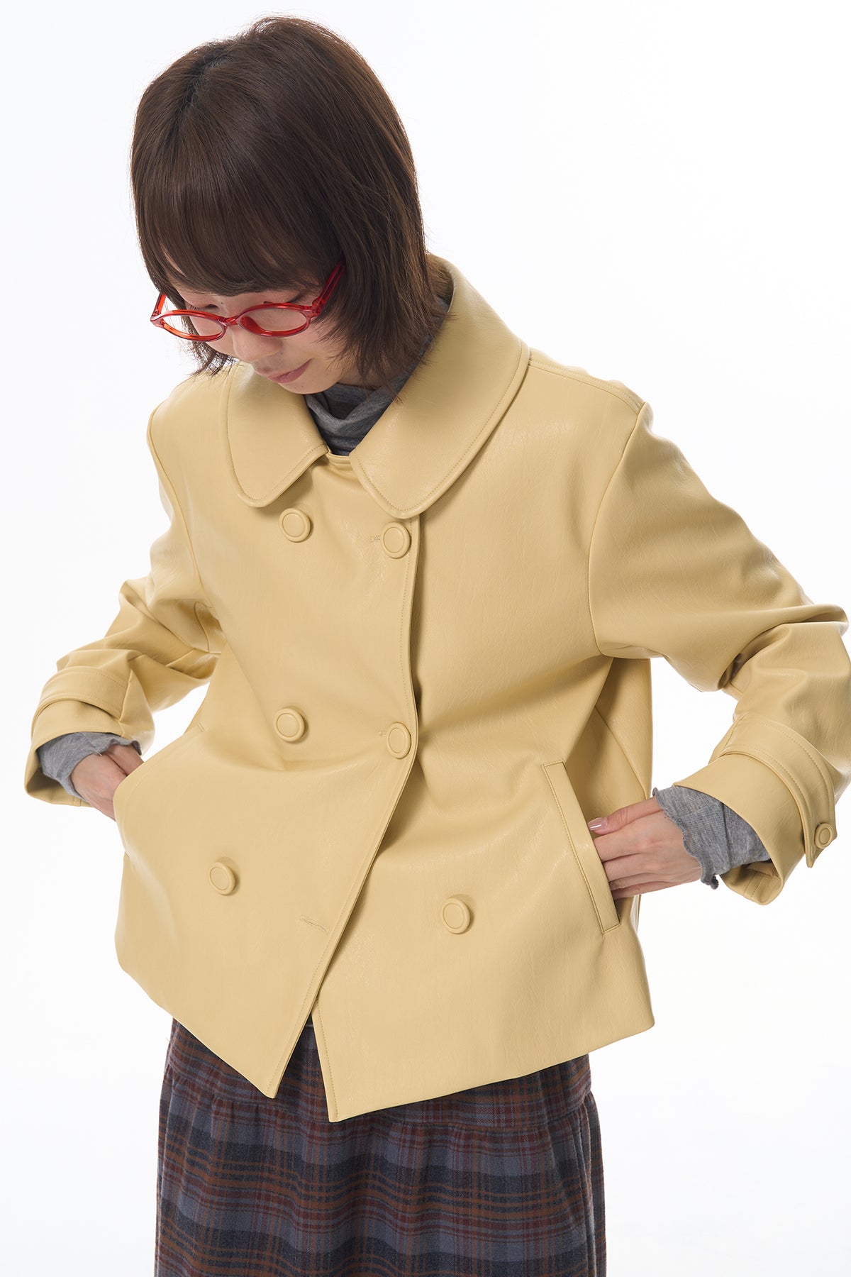 HSUSE Retro Double-Breasted Faux Leather Jacket
