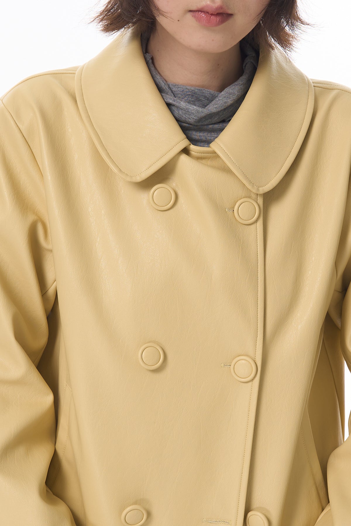 HSUSE Retro Double-Breasted Faux Leather Jacket