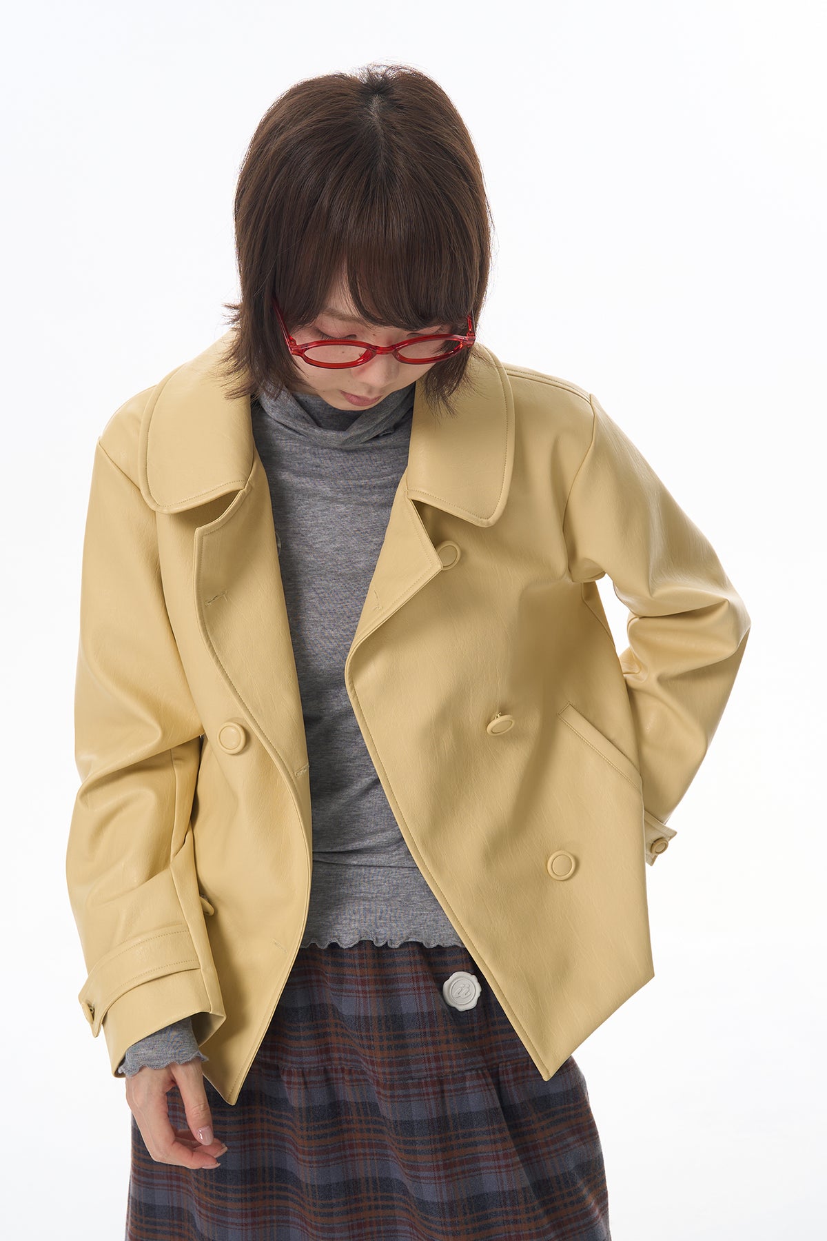 HSUSE Retro Double-Breasted Faux Leather Jacket