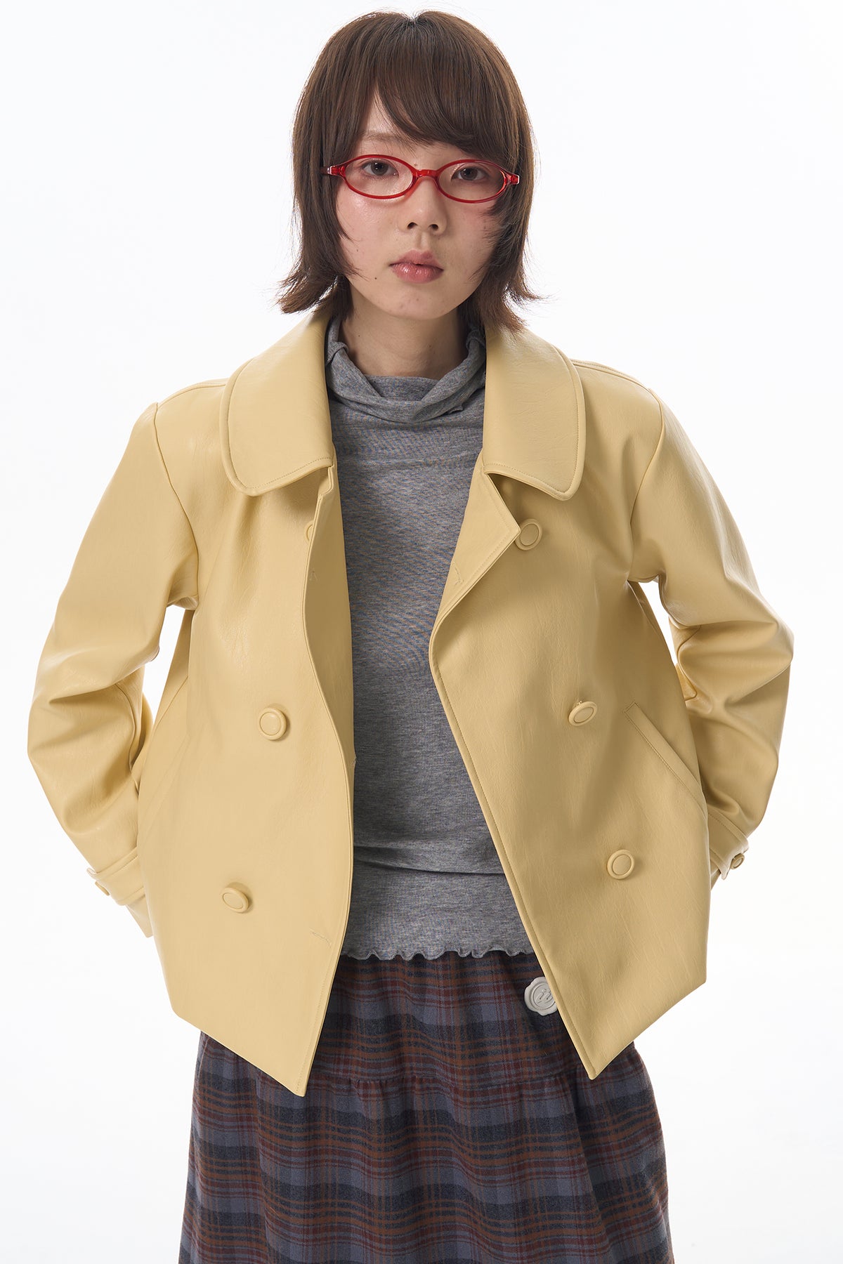 HSUSE Retro Double-Breasted Faux Leather Jacket