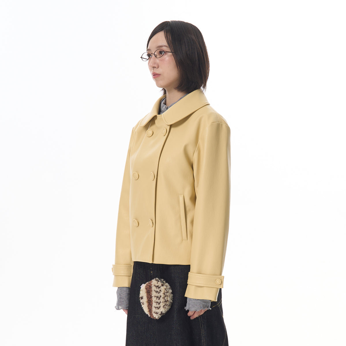 HSUSE Retro Double-Breasted Faux Leather Jacket