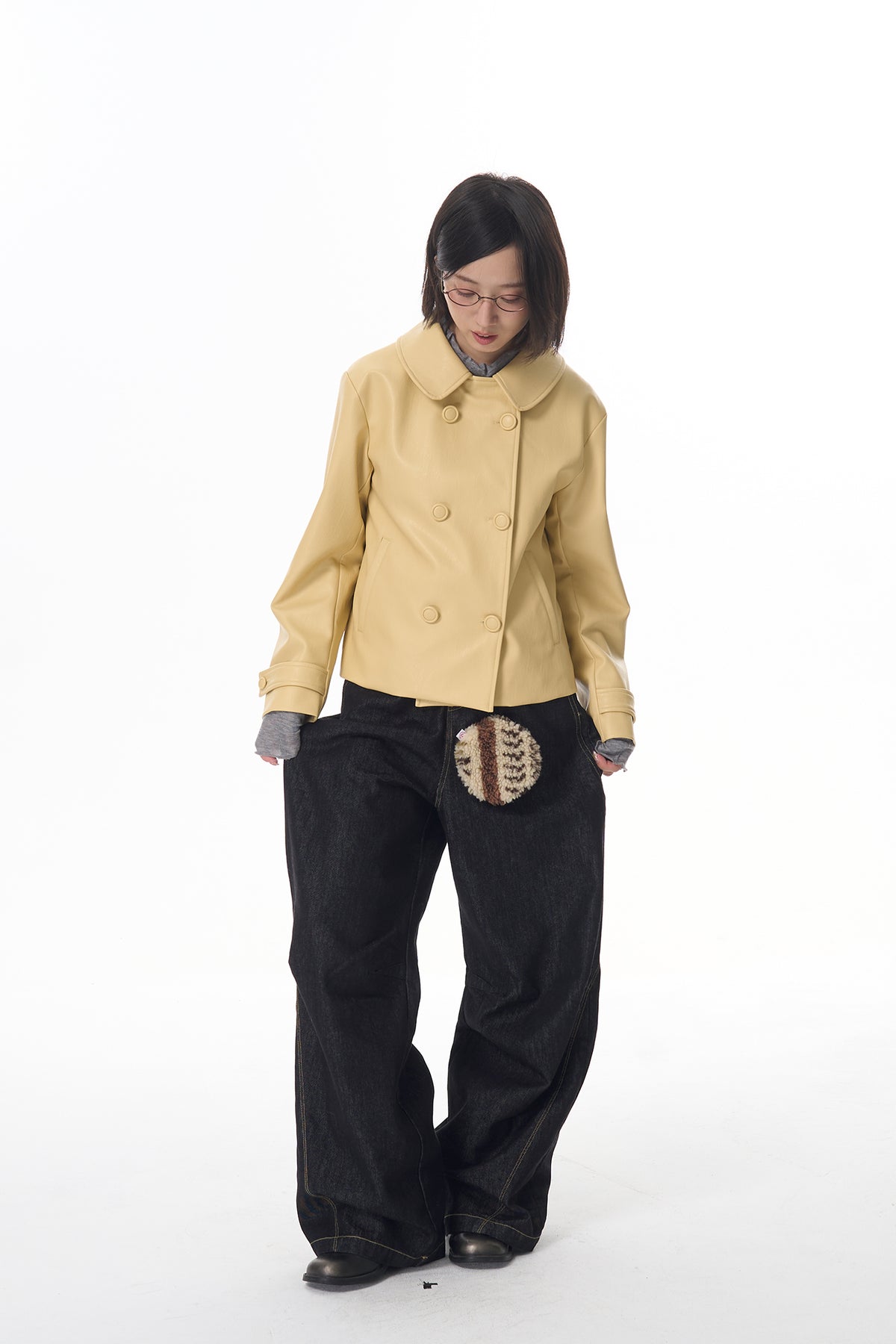 HSUSE Retro Double-Breasted Faux Leather Jacket