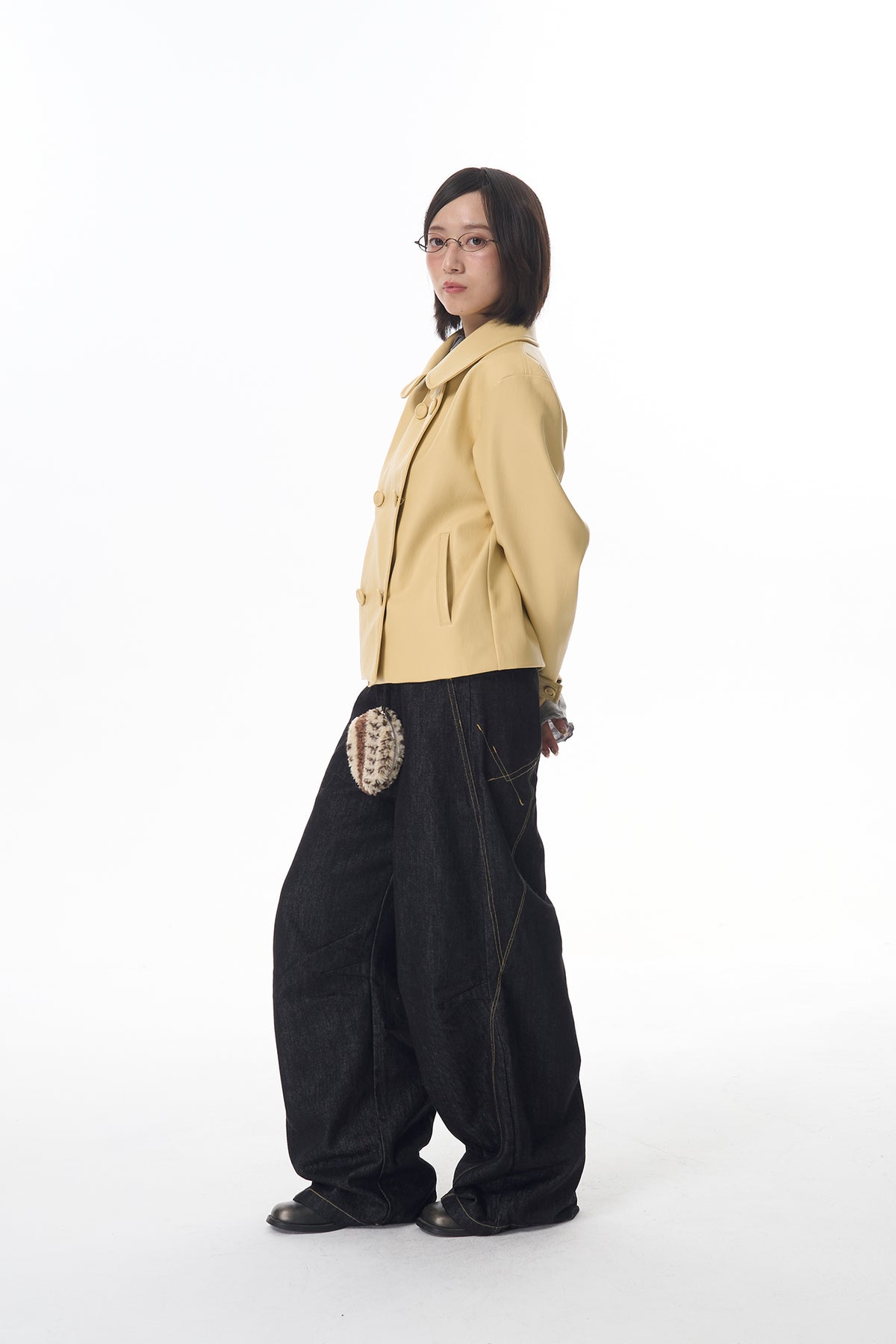 HSUSE Retro Double-Breasted Faux Leather Jacket