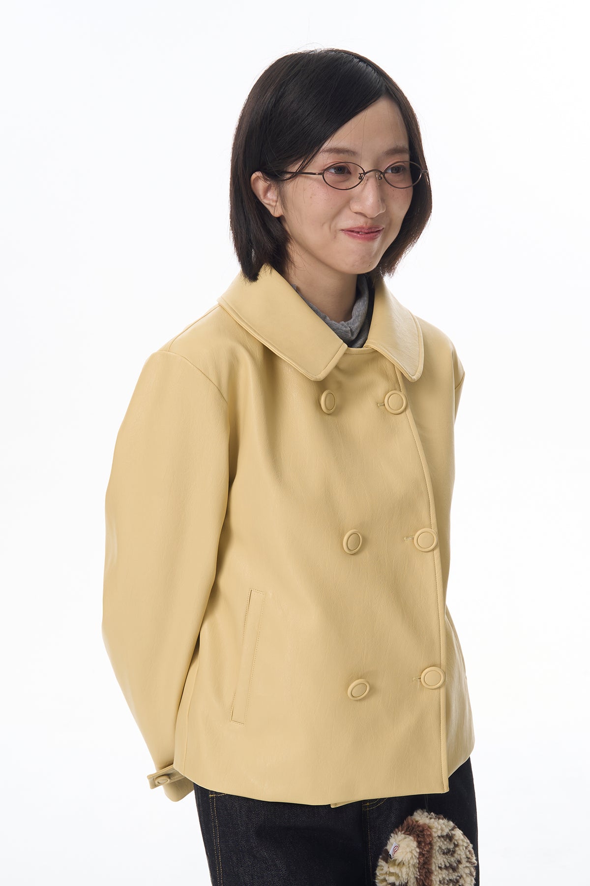 HSUSE Retro Double-Breasted Faux Leather Jacket