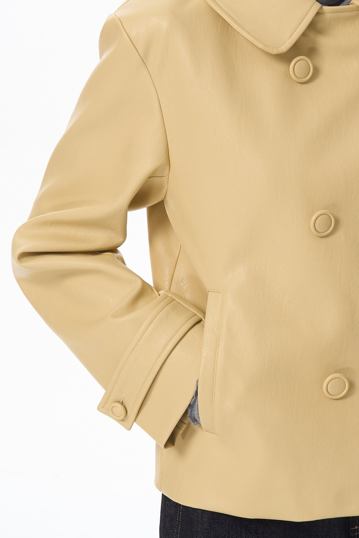 HSUSE Retro Double-Breasted Faux Leather Jacket