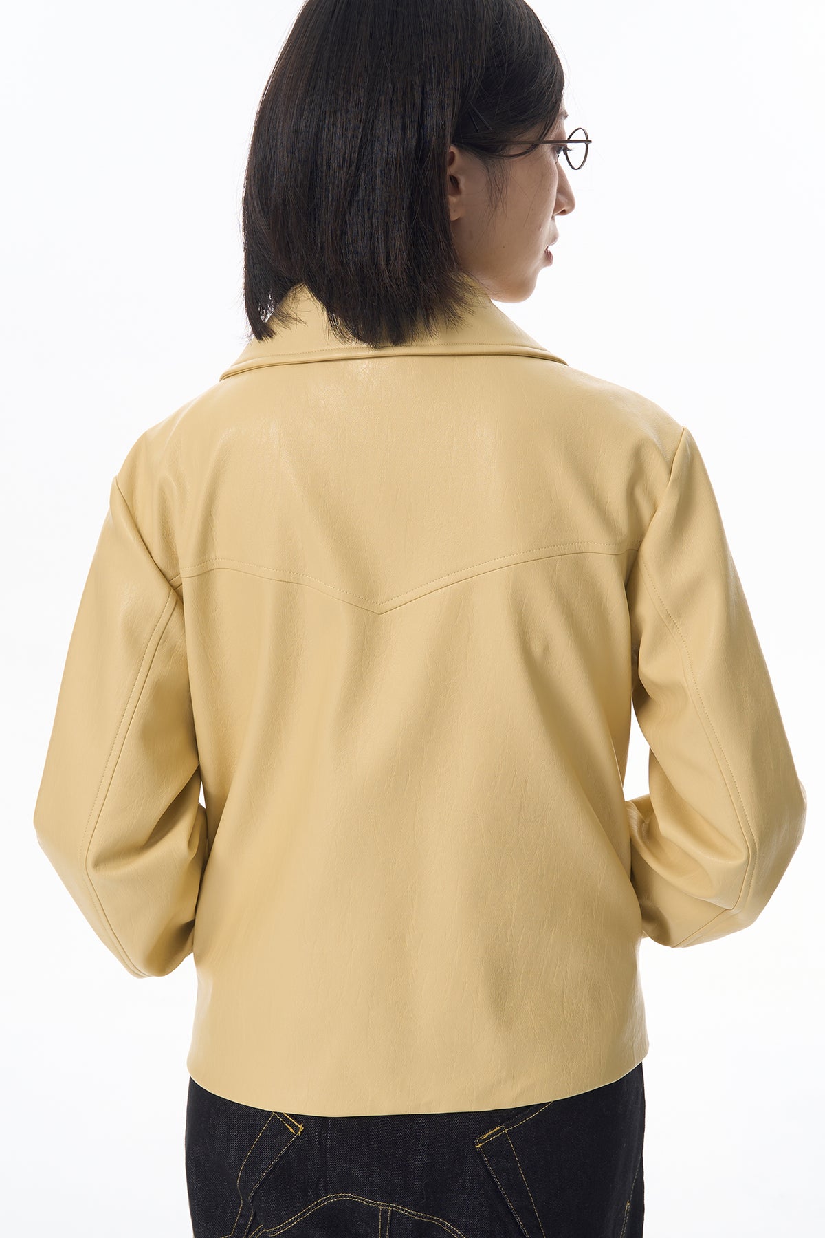 HSUSE Retro Double-Breasted Faux Leather Jacket