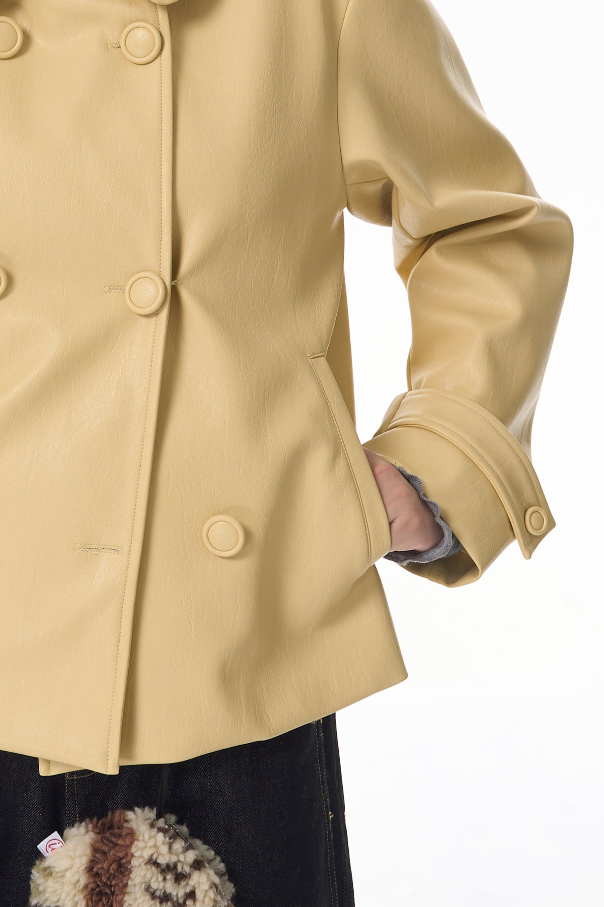HSUSE Retro Double-Breasted Faux Leather Jacket