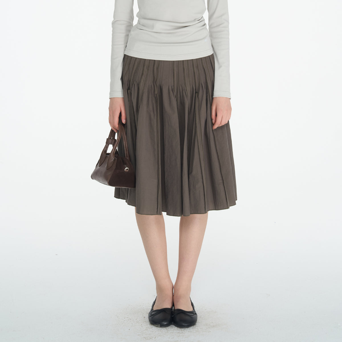HSUSE Sculpted Pleat Flared Skirt