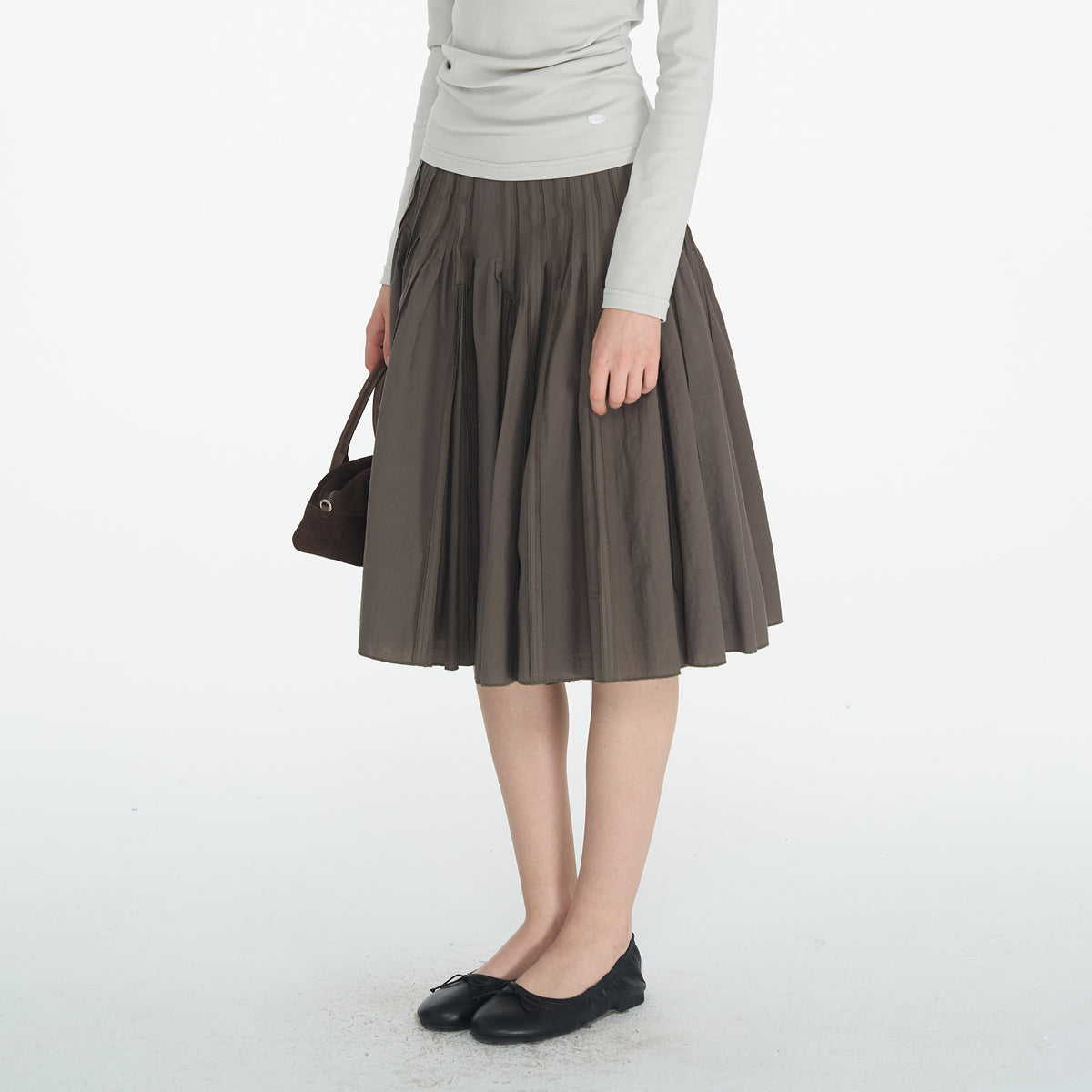 HSUSE Sculpted Pleat Flared Skirt