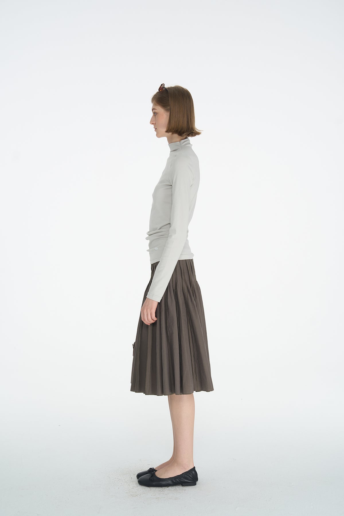 HSUSE Sculpted Pleat Flared Skirt