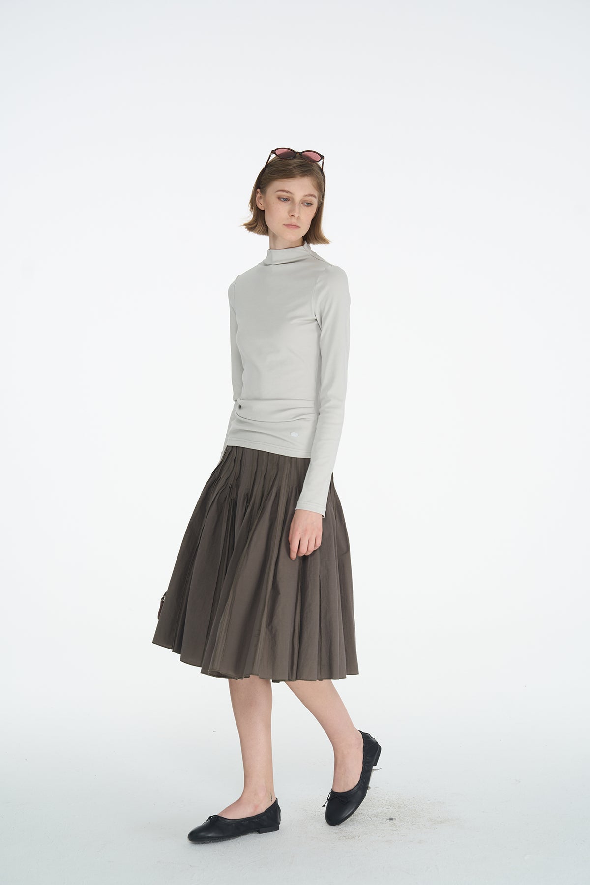HSUSE Sculpted Pleat Flared Skirt