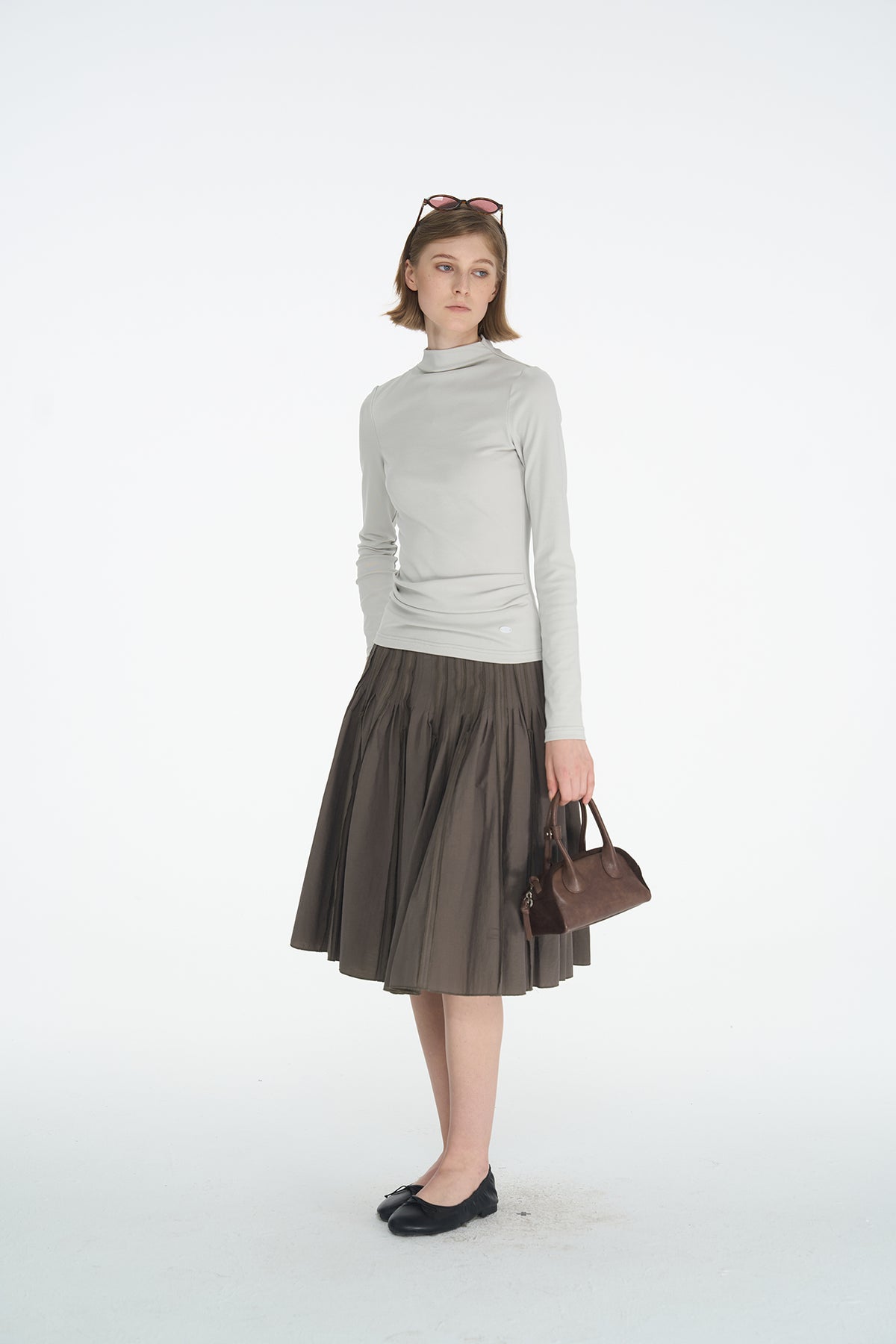 HSUSE Sculpted Pleat Flared Skirt