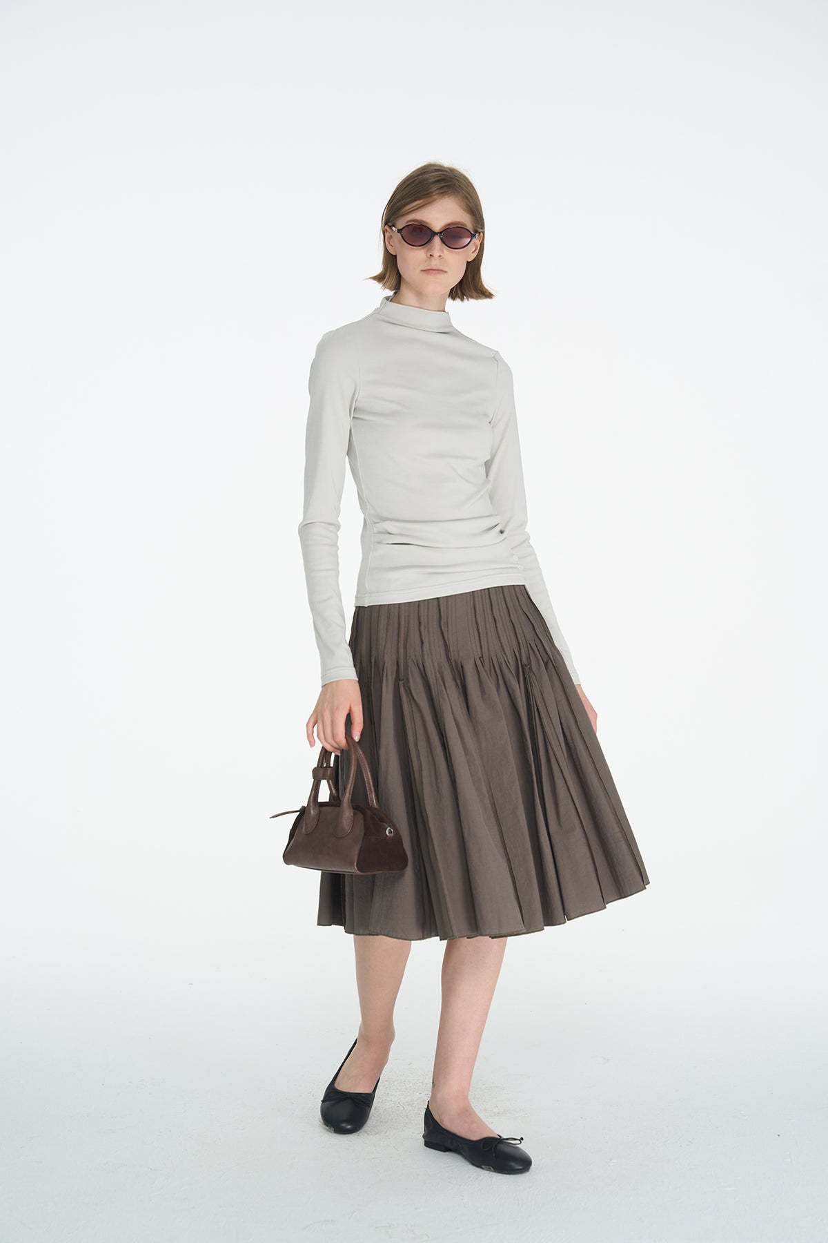 HSUSE Sculpted Pleat Flared Skirt