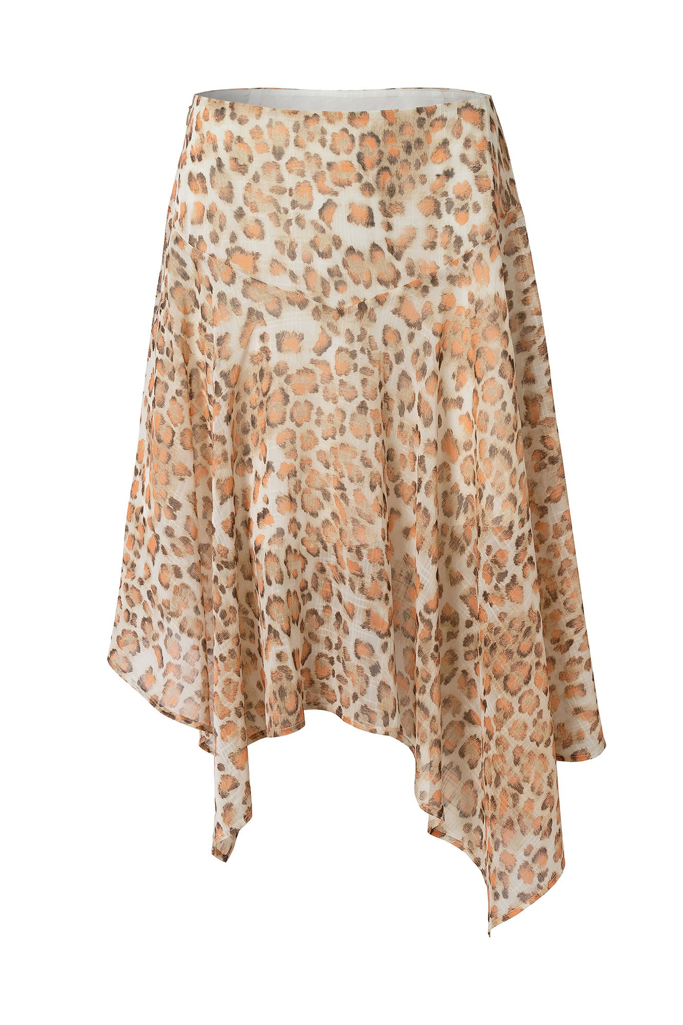 MUSE NAPS Irregular Leopard Print Flowy Midi Skirt