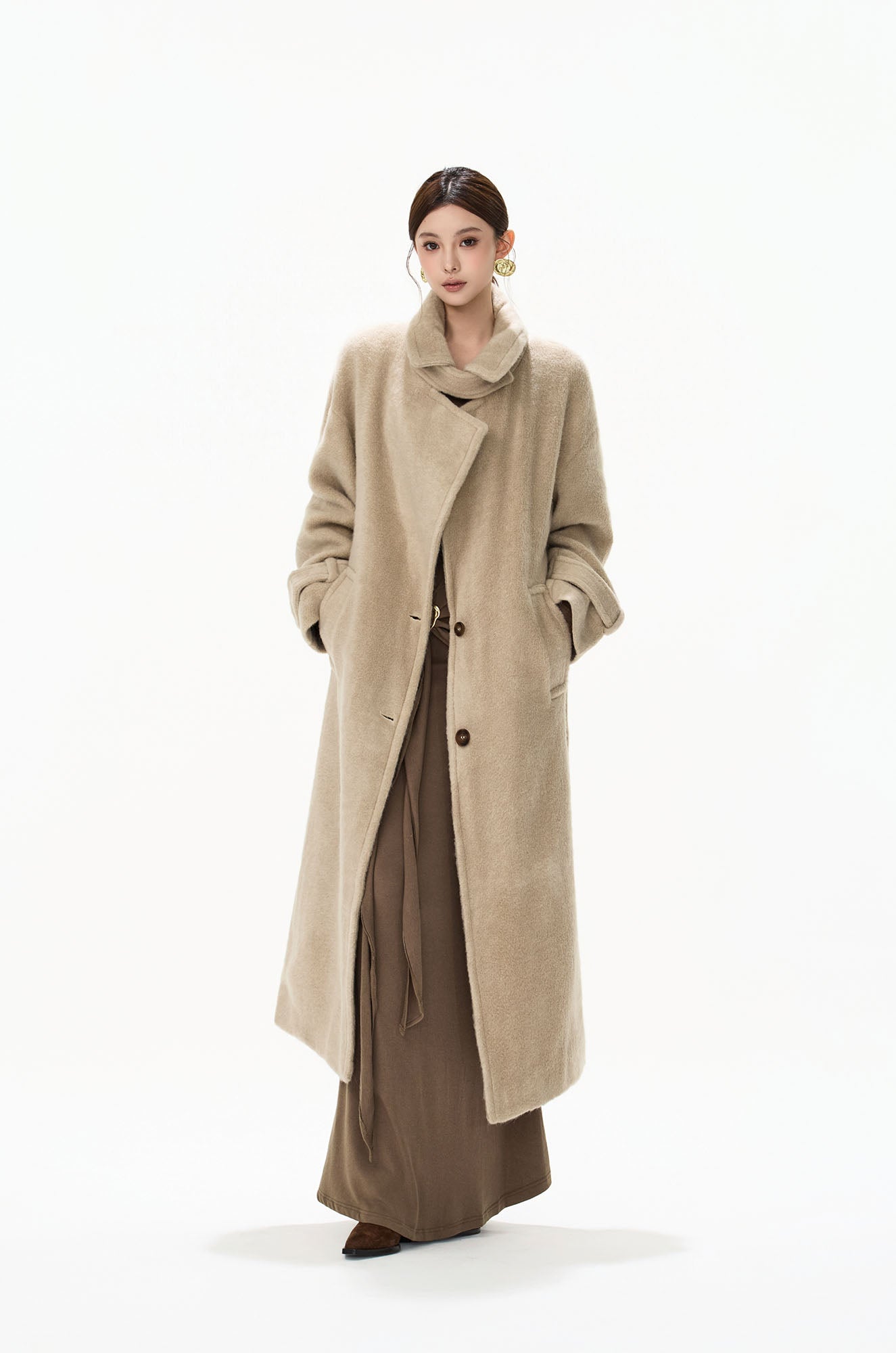 CYNR Modern Wrap Belted Oversized Coat