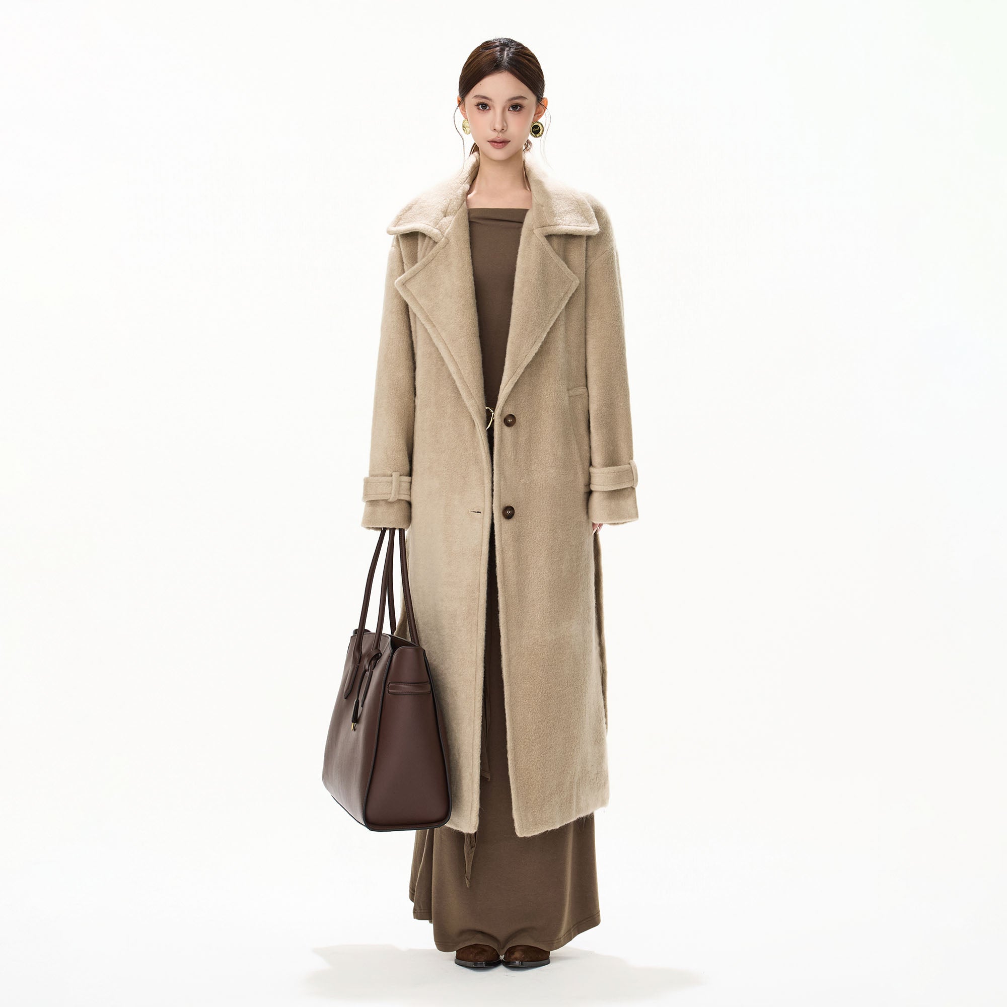 CYGNENOYR Modern Wrap Belted Oversized Coat