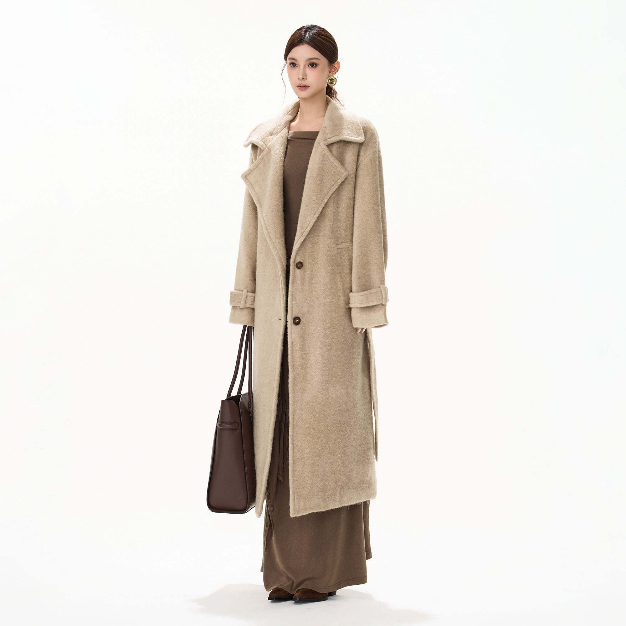 CYNR Modern Wrap Belted Oversized Coat