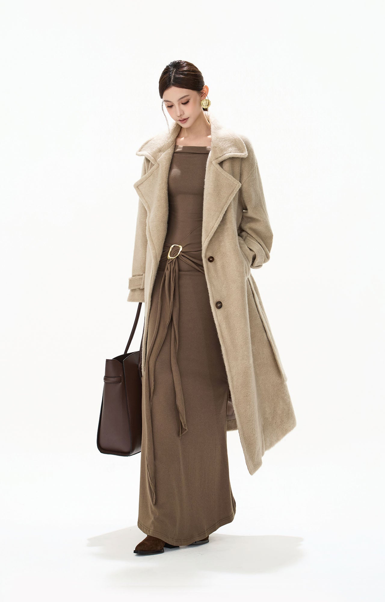 CYNR Modern Wrap Belted Oversized Coat