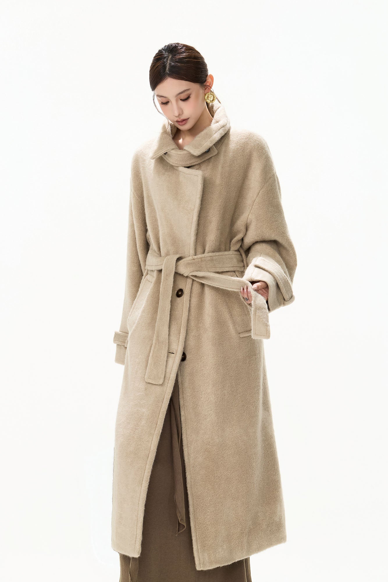 CYNR Modern Wrap Belted Oversized Coat