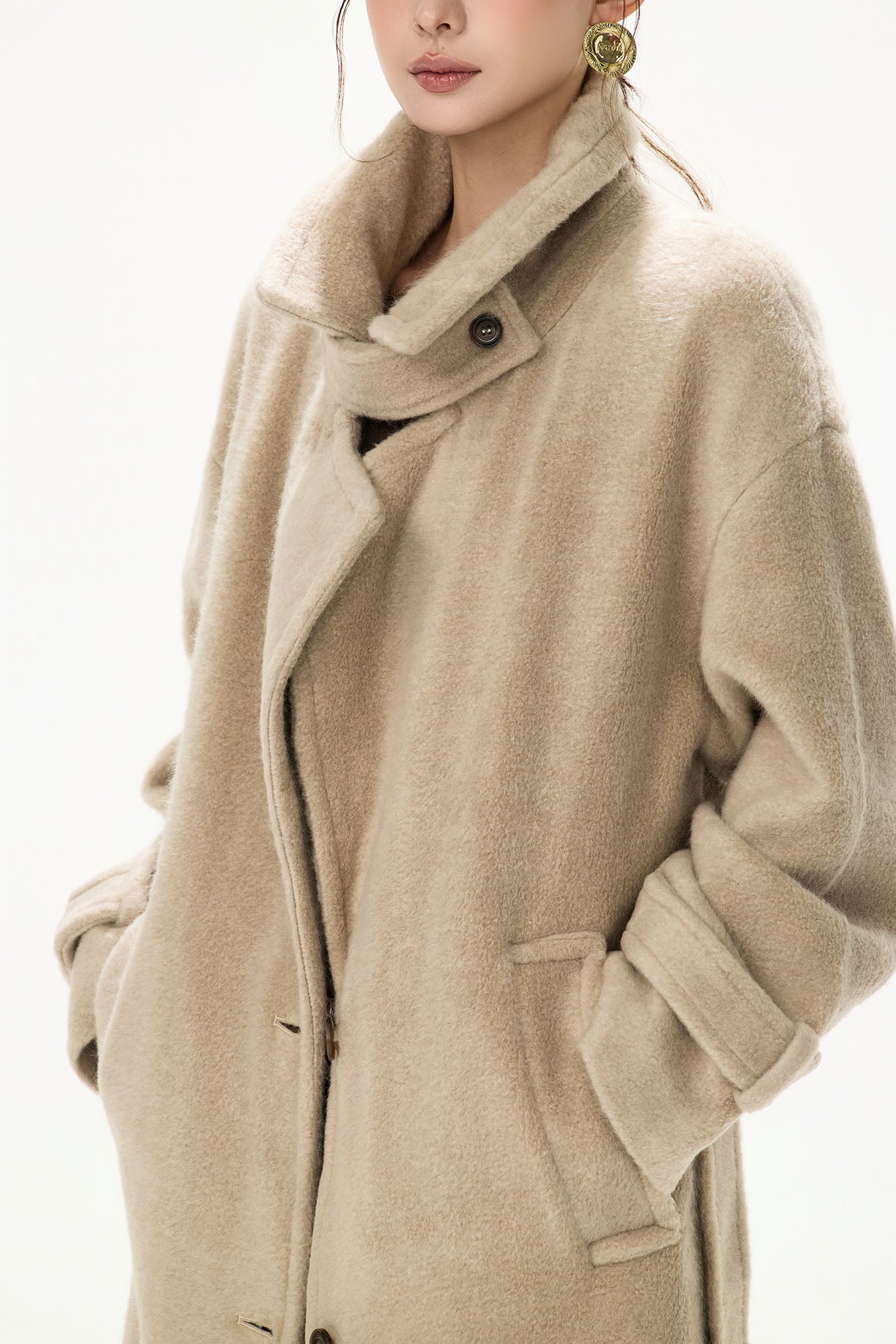 CYNR Modern Wrap Belted Oversized Coat