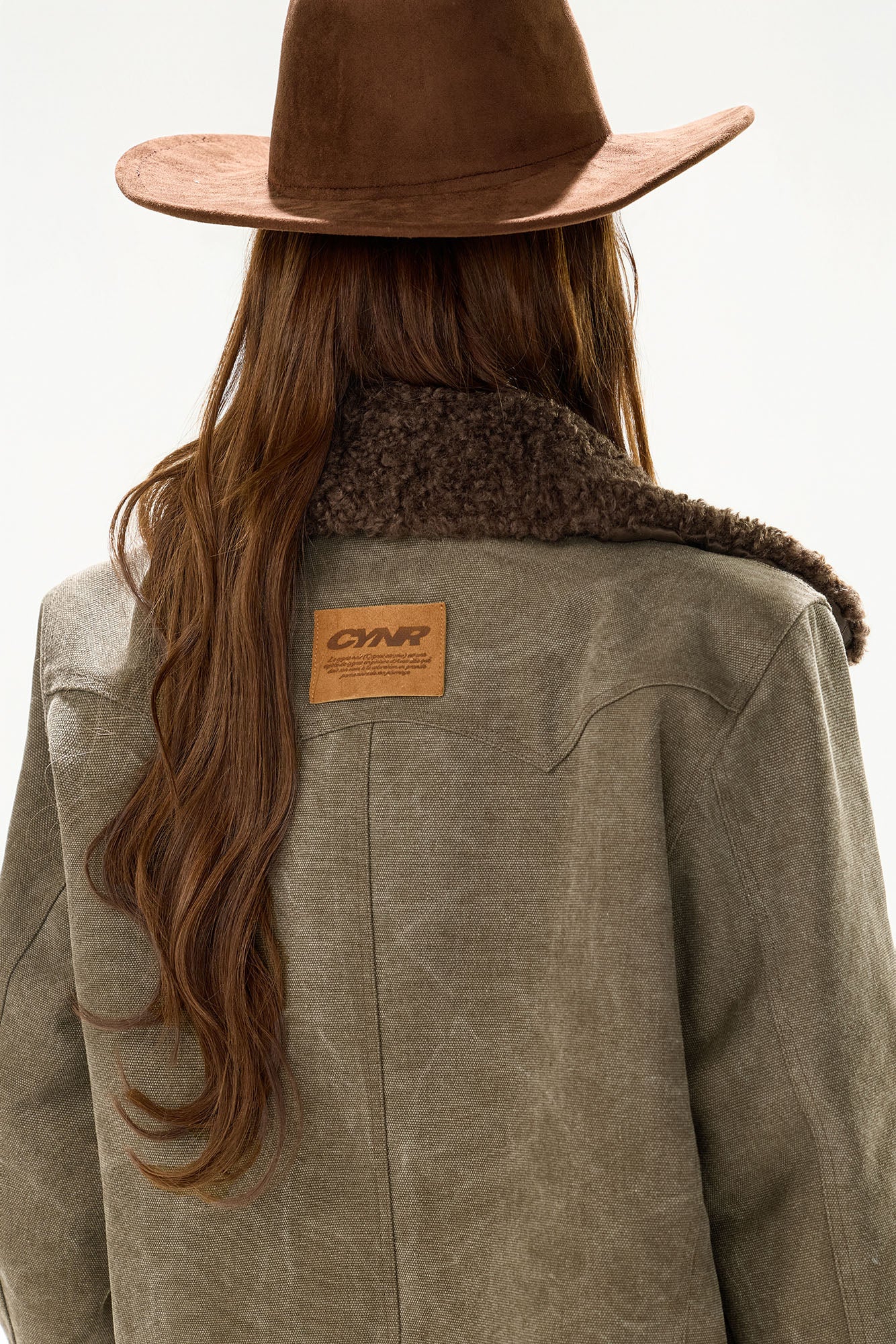 CYGNENOYR Detachable Sherpa Trim Washed Jacket