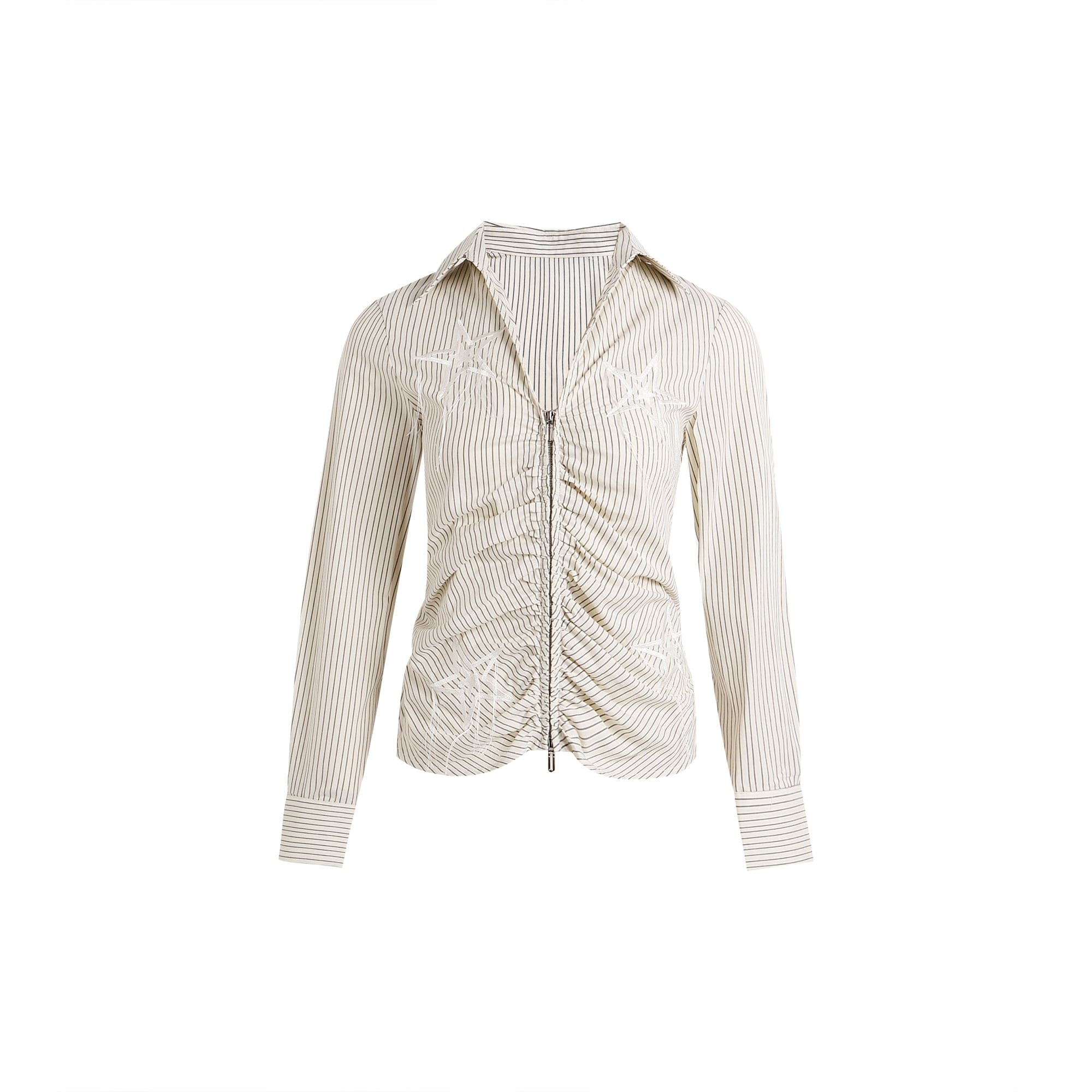 FAYCHUI Star-Embroidered Ruched Zip Shirt