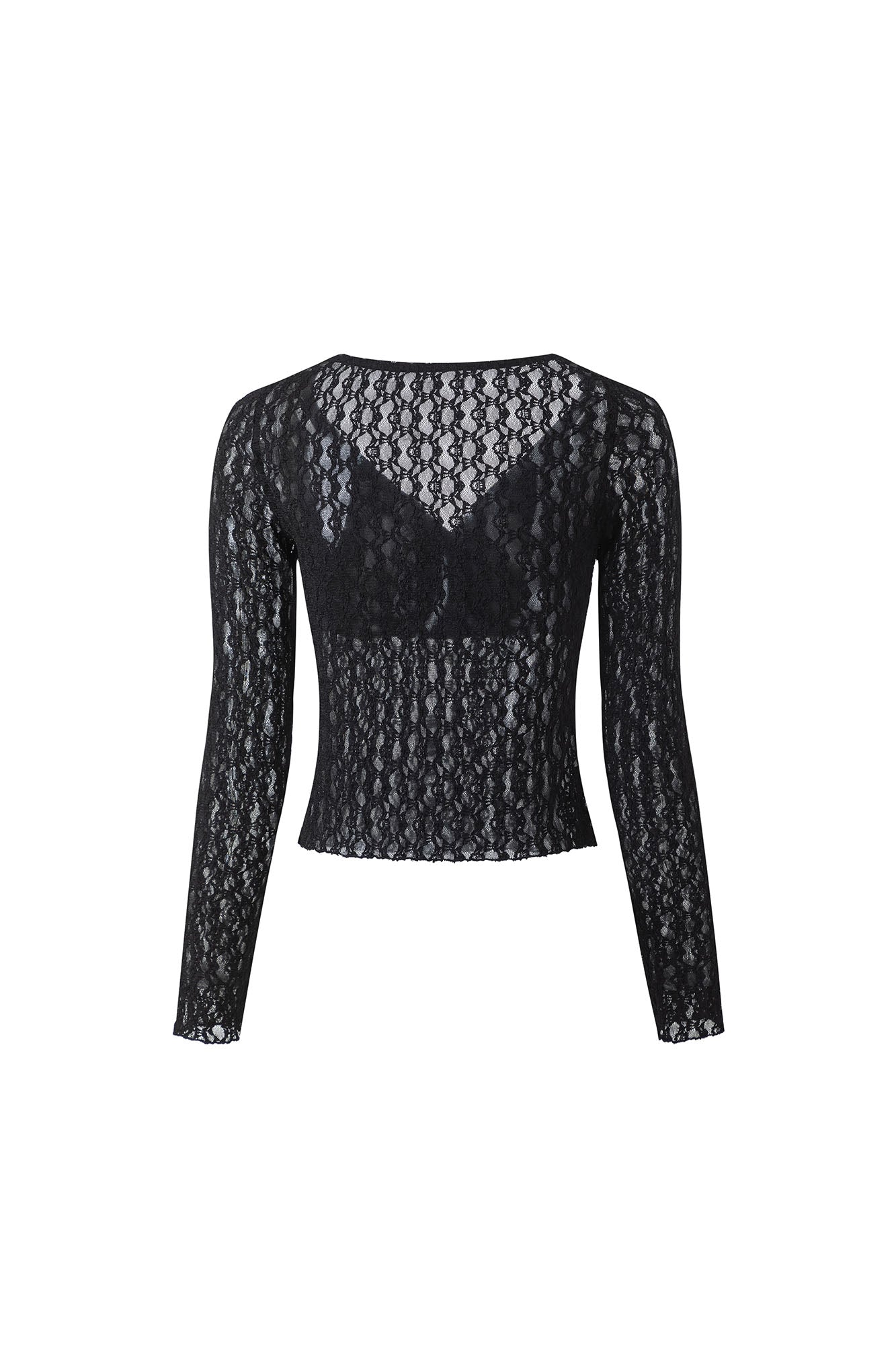 ARTIFICIAL WORLD Lace Wrap-Neck Long-Sleeve Tee
