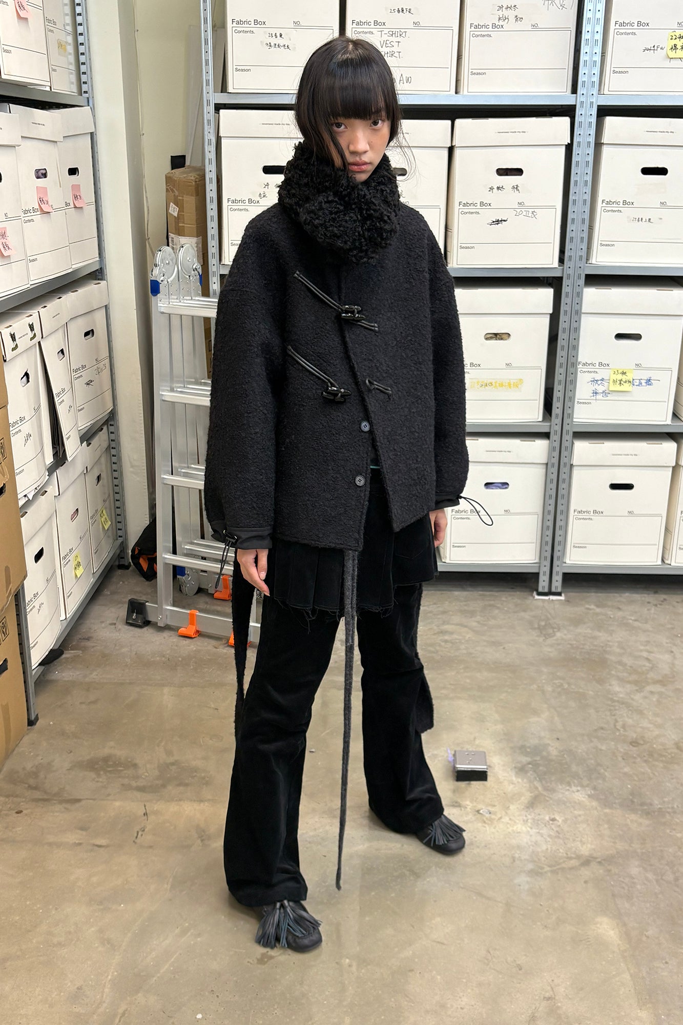 NEVERSEEZ Toggle Belted Wool-Blend Jacket